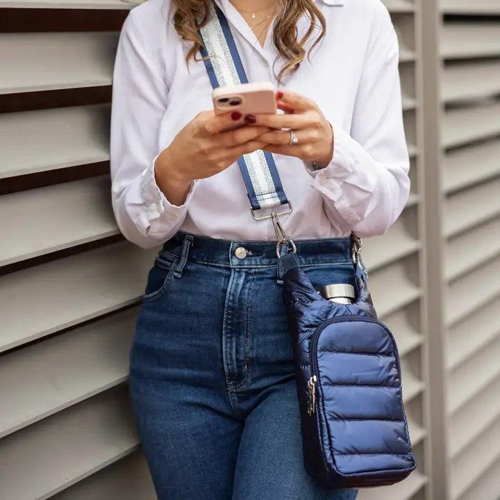 Navy Blue Shiny Hydrobag® with Navy & Silver Strap - Juli's Wearable Art