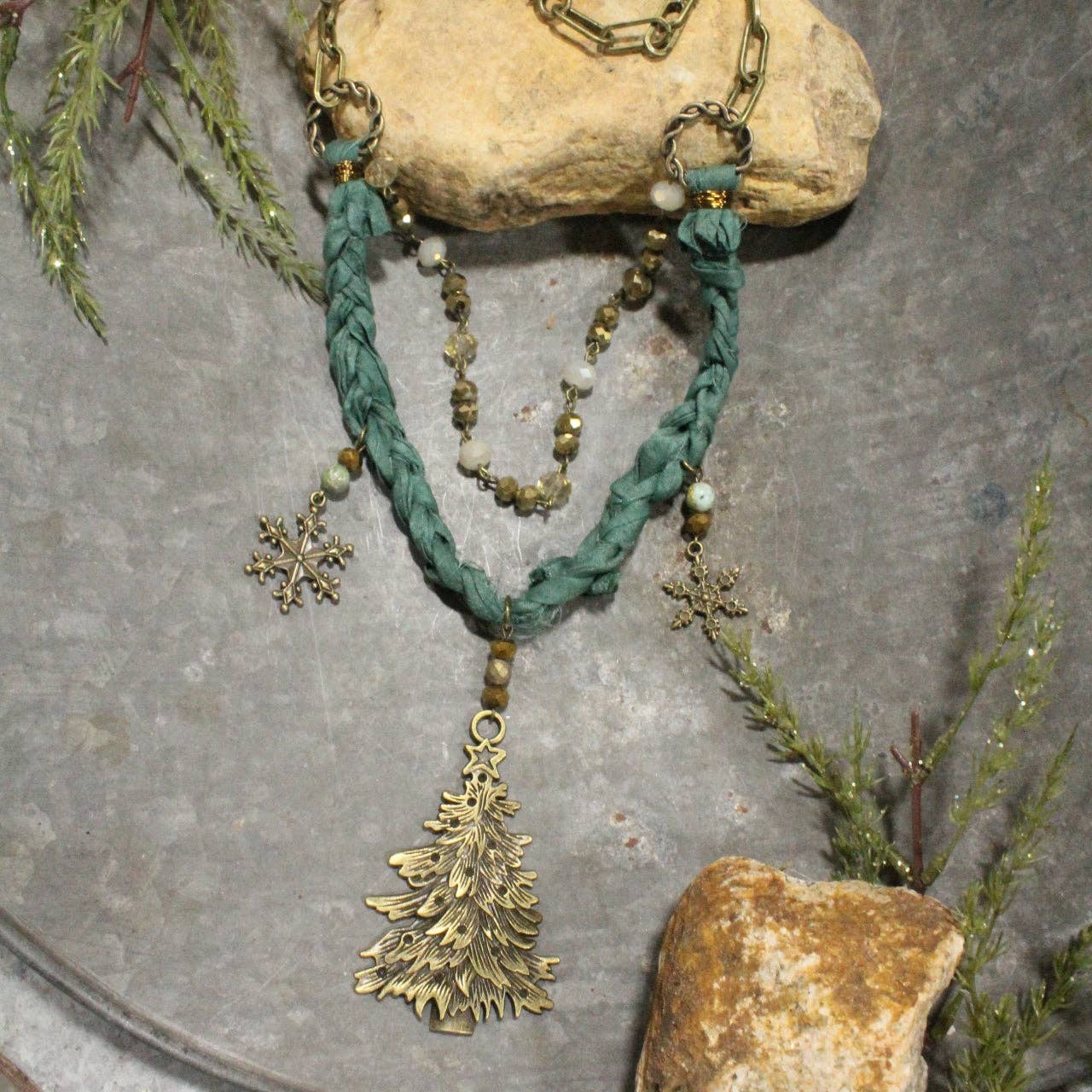 Oh Christmas Tree Sari Layered Necklace - Juli's Wearable Art