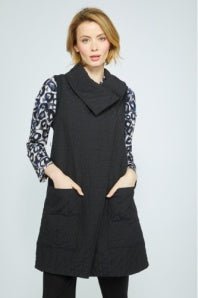 Olivia by Habitat Black Quilted Long Vest - Juli's Wearable Art