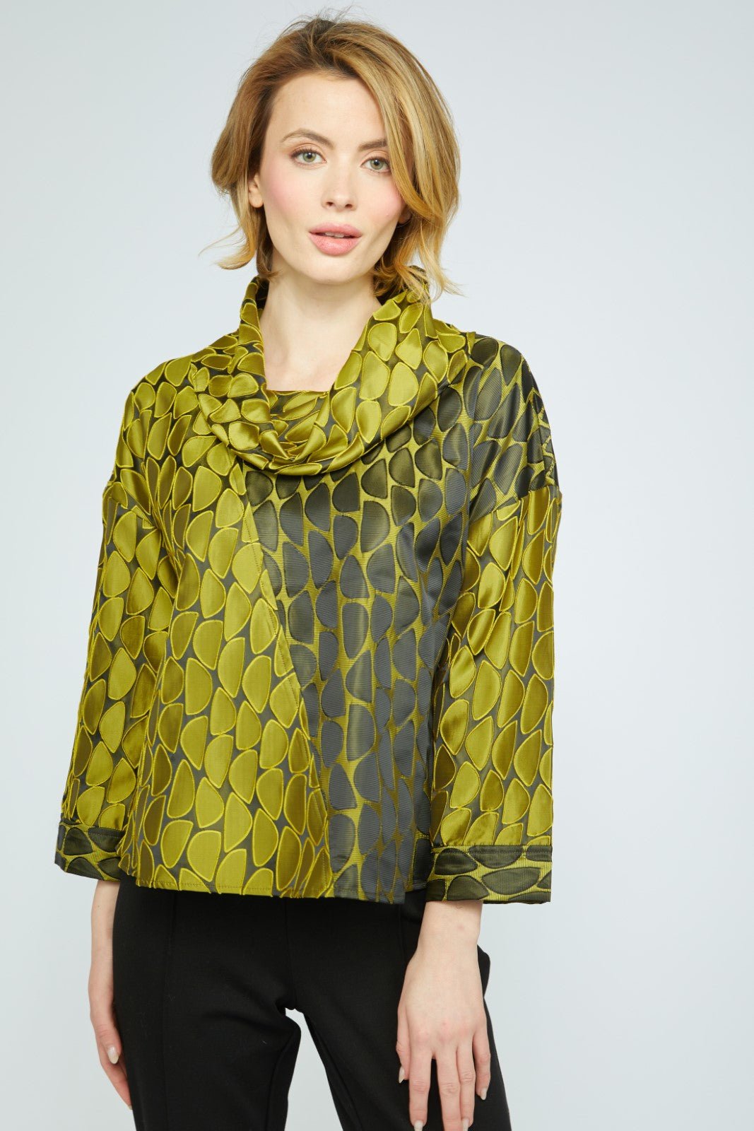 Olivia by Habitat Night Out Jacquard Cresent Cowl Topper - Juli's Wearable Art