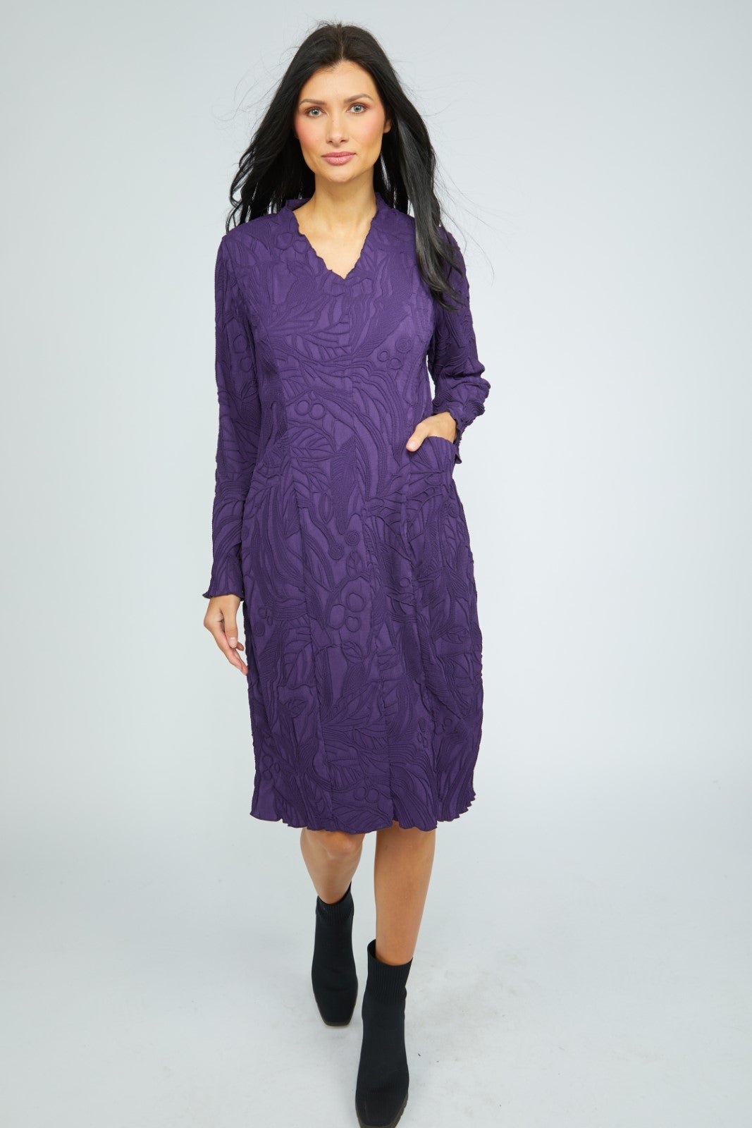 Olivia by Habitat Sculpted Floral Embossed Cocoon Dress - Juli's Wearable Art