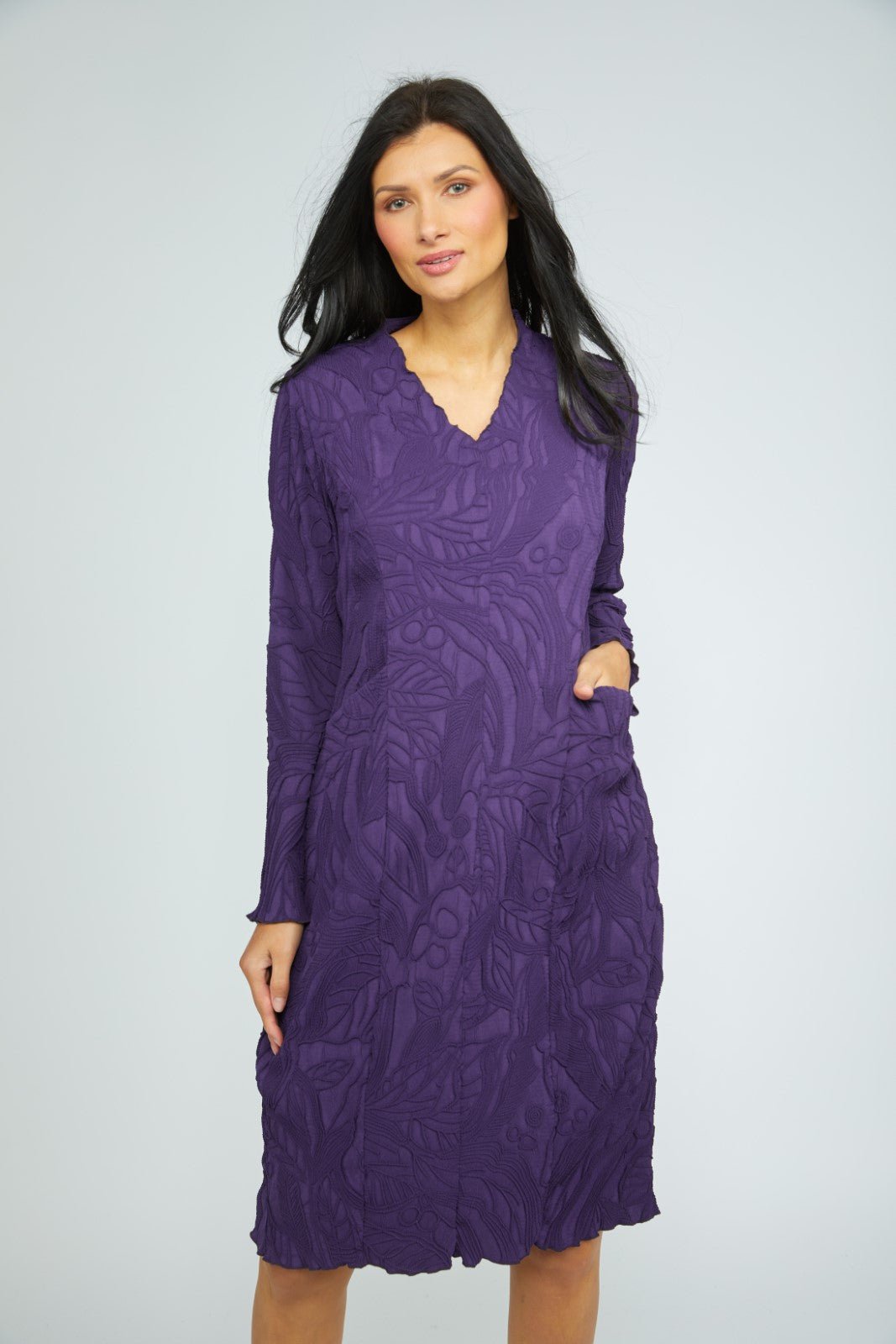 Olivia by Habitat Sculpted Floral Embossed Cocoon Dress - Juli's Wearable Art