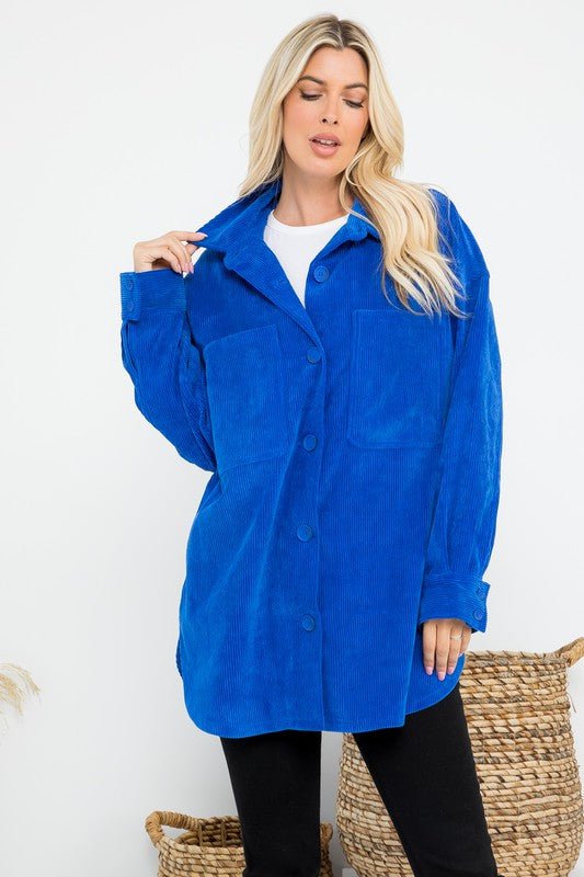 Oversized 4 Pockets Corduroy Shacket - Juli's Wearable Art