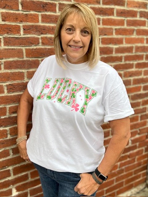 Pink "Lucky" Shamrock T-shirt - Juli's Wearable Art