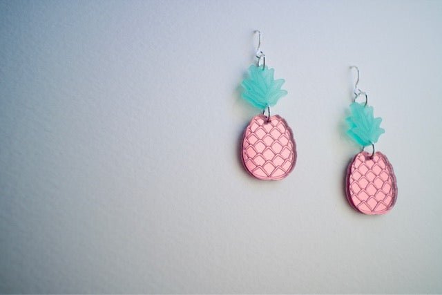 Pink Pineapple Acrylic Earrings - Juli's Wearable Art
