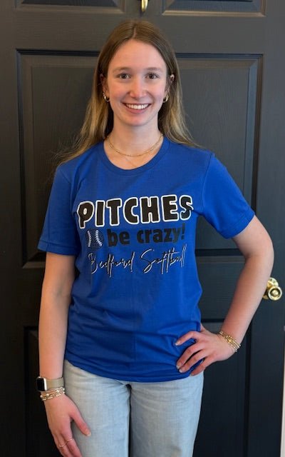 “Pitches Be Crazy!” Bedford Bison Softball Tee - Juli's Wearable Art