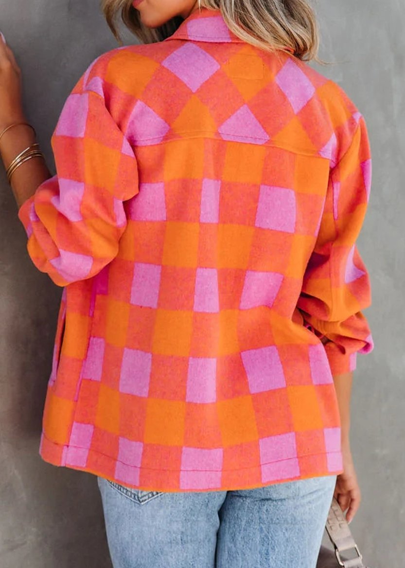 Plaid Button - Up Jacket with Chest Pockets - Juli's Wearable Art