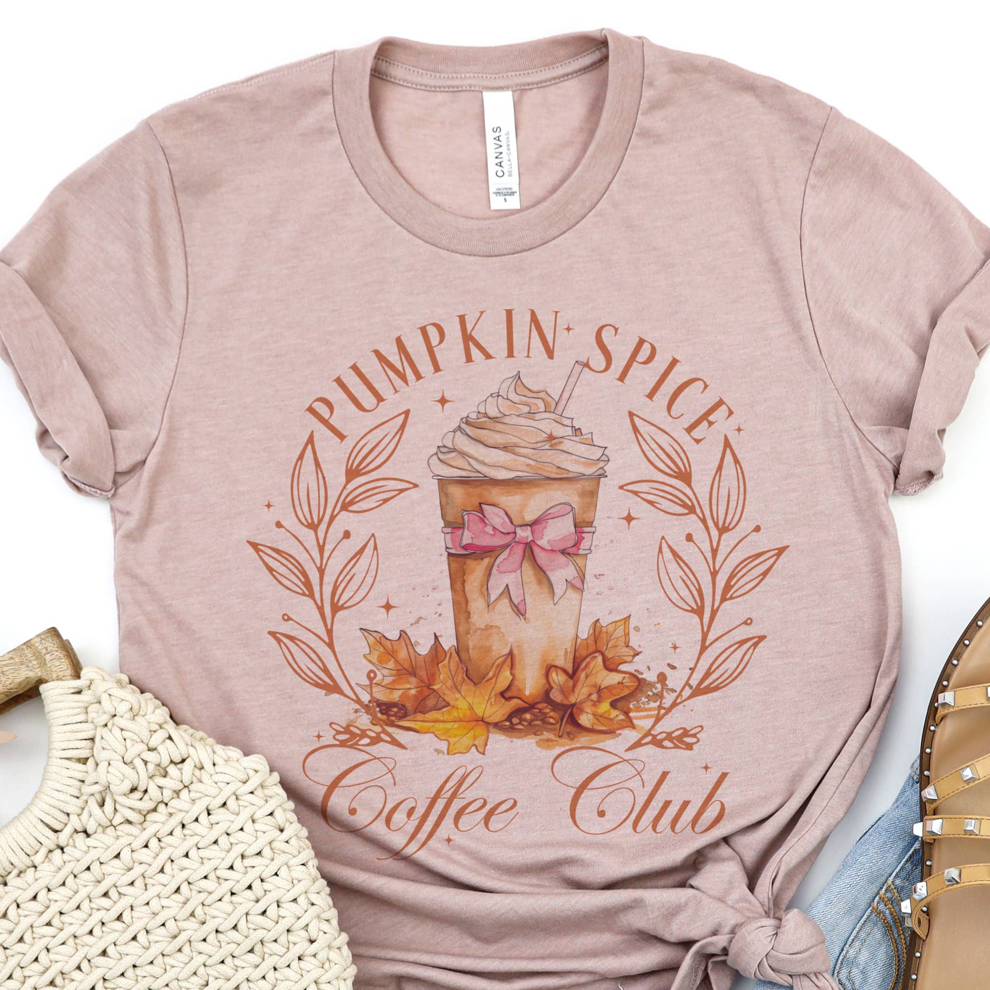 Pumpkin Spice Coffee Club Coquette Fall Coffee Graphic Tee - Juli's Wearable Art