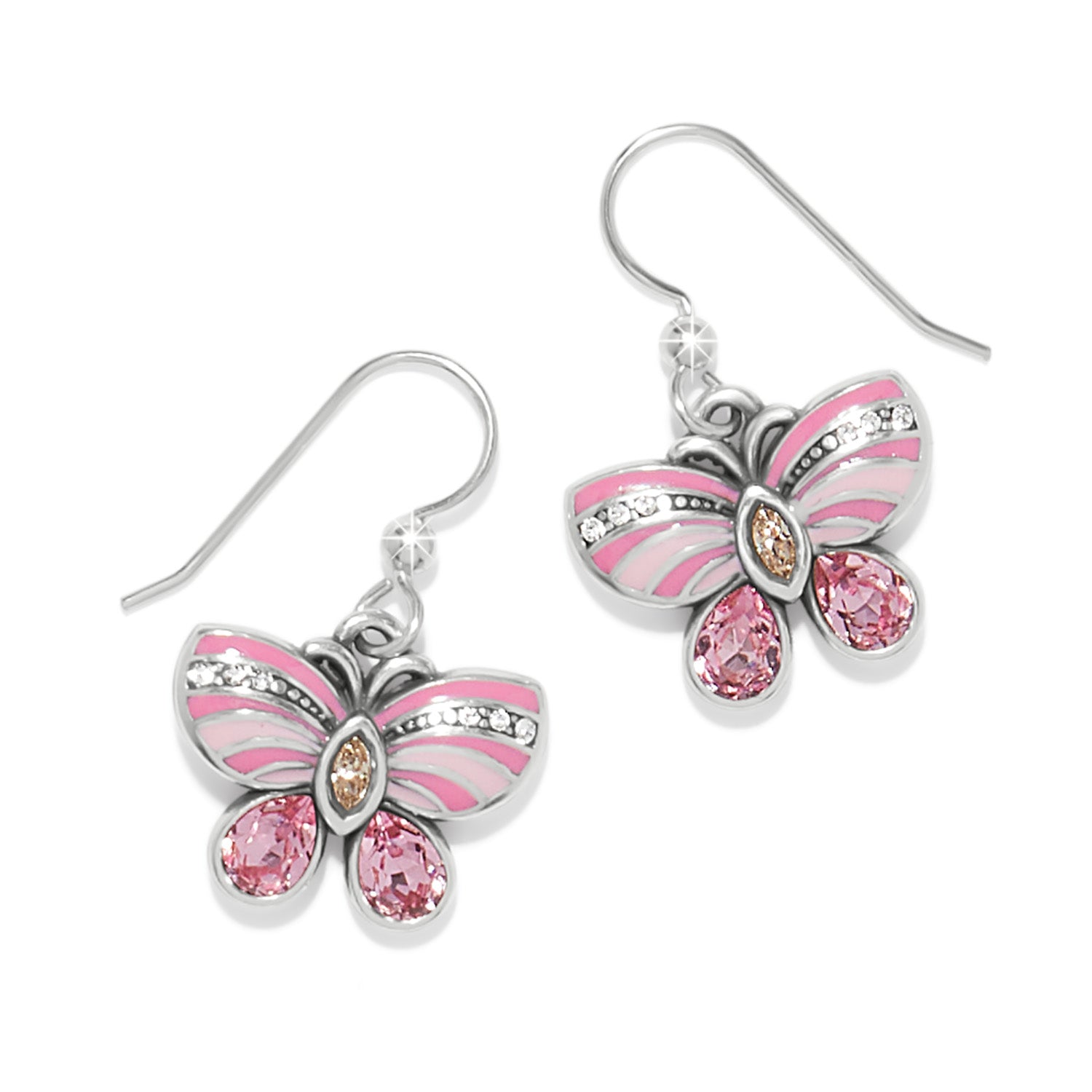 Brighton La Tulipe Butterfly Pink French Wire Earrings