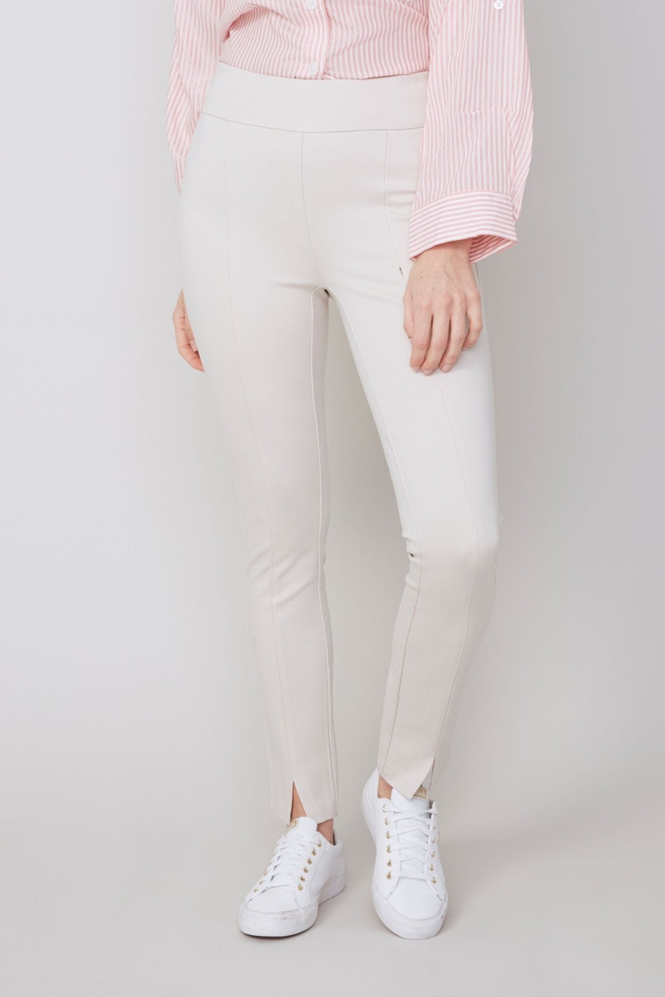 Renuar Ecocosy Knit Slim Pants – Oyster - Juli's Wearable Art