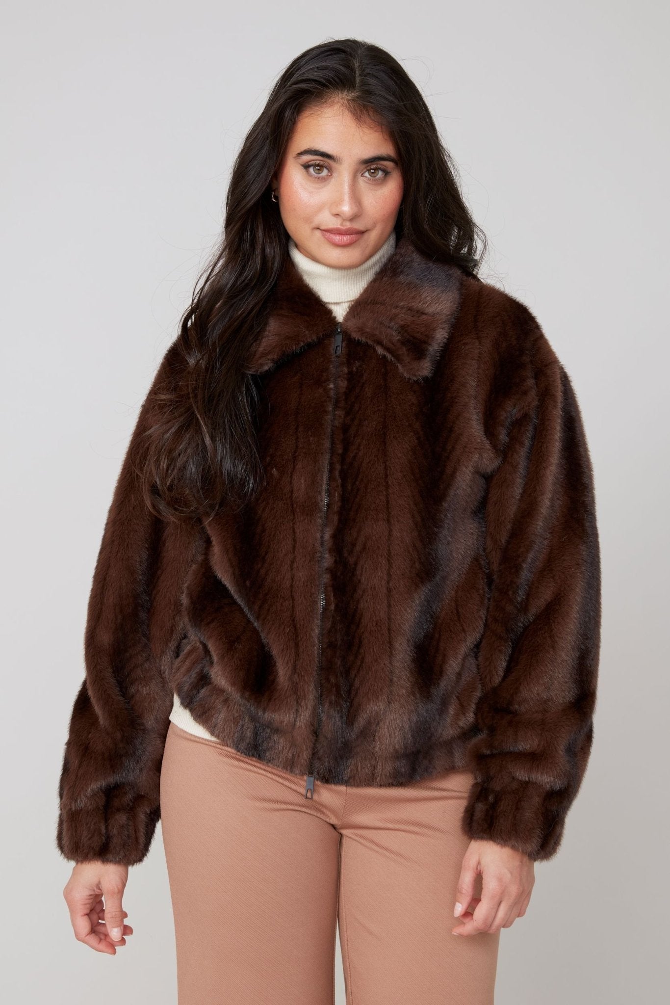 Renuar Faux Fur Chocolate Brown Jacket - Juli's Wearable Art