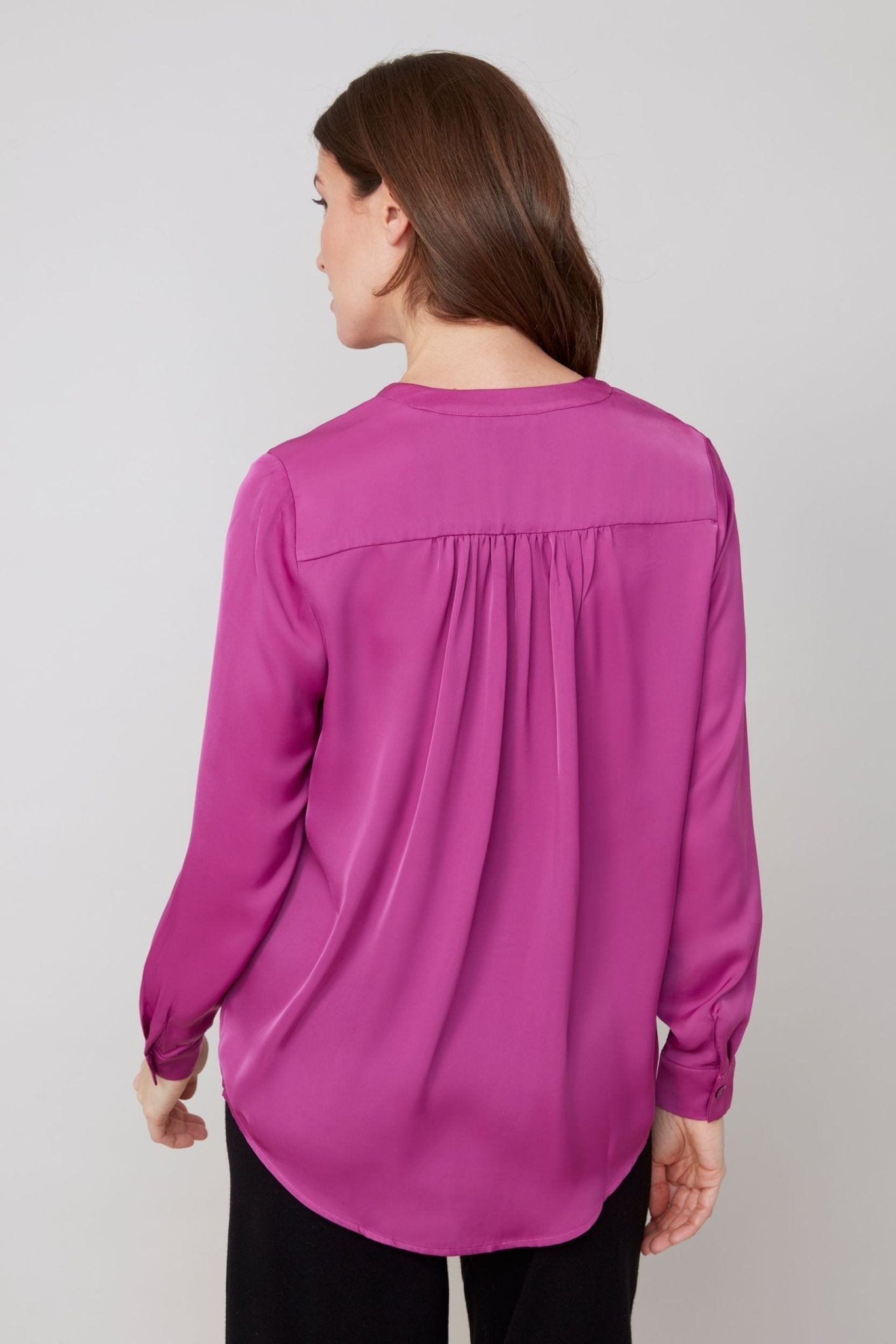 Renuar Lux Silky Woven Blouse – Plum - Juli's Wearable Art
