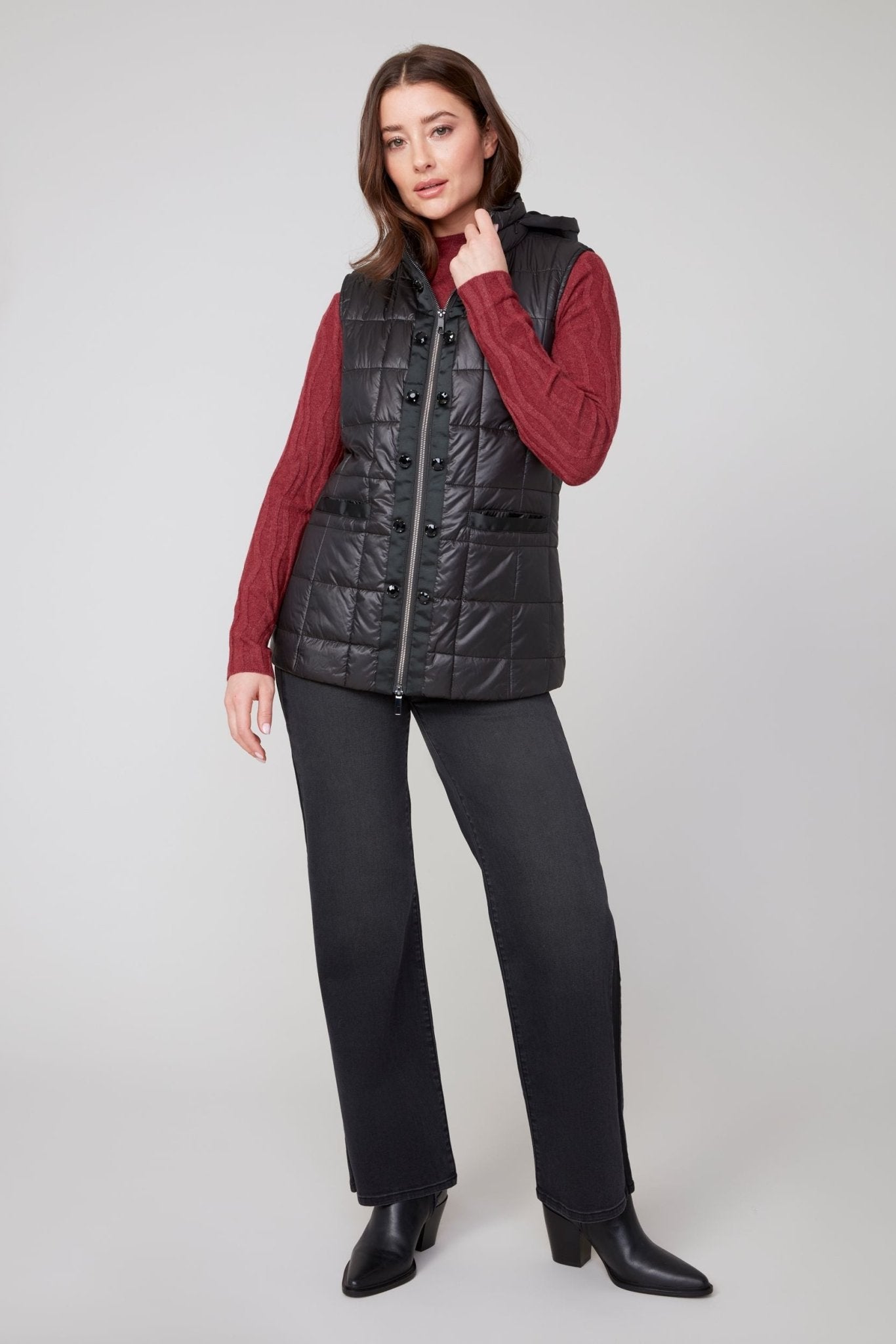 Renuar Luxe Quilt Woven Vest – Black - Juli's Wearable Art