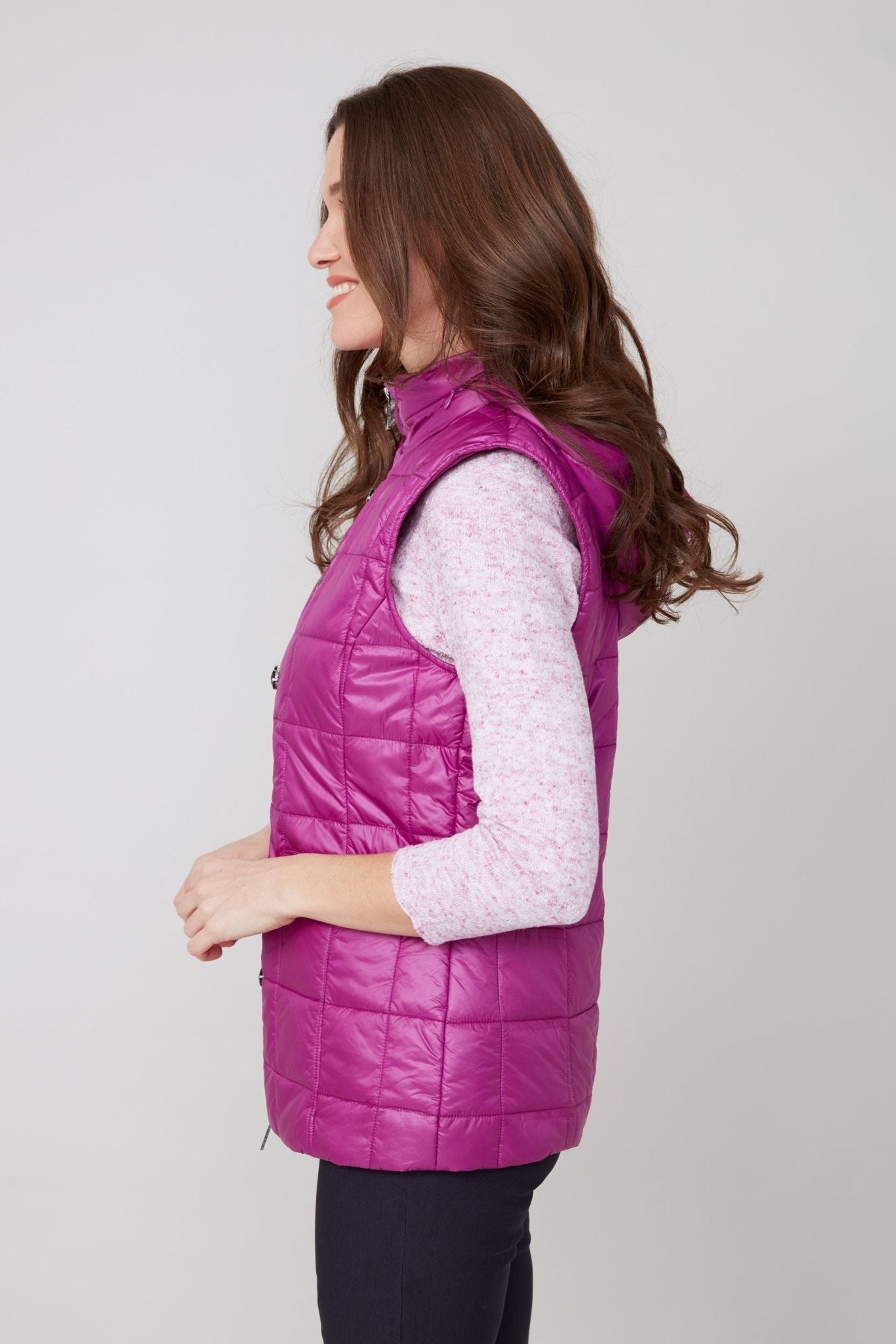 Renuar Luxe Quilt Woven Vest – Plum - Juli's Wearable Art
