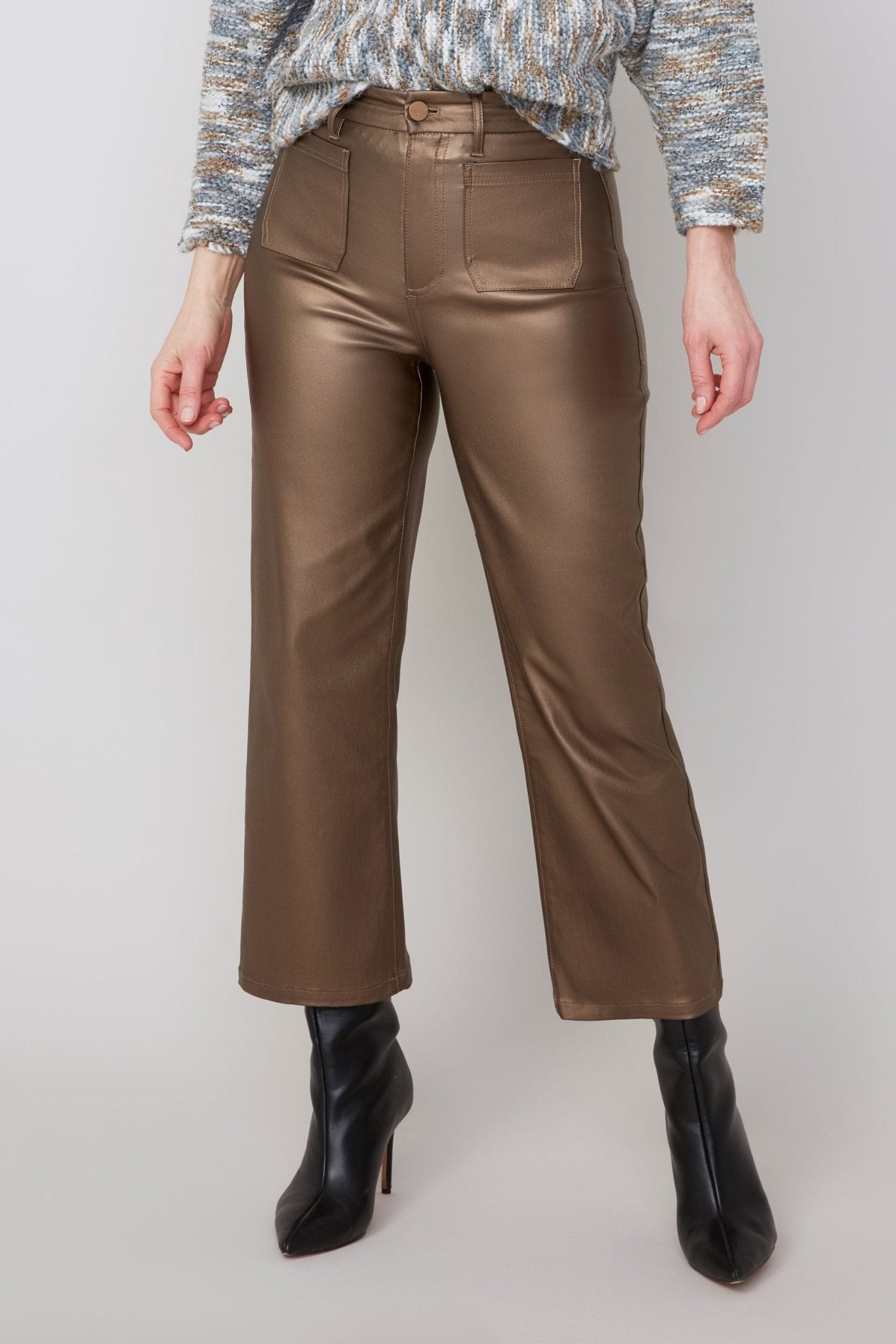 Renuar Metallic Cropped Wide Leg Pant – Copper - Juli's Wearable Art