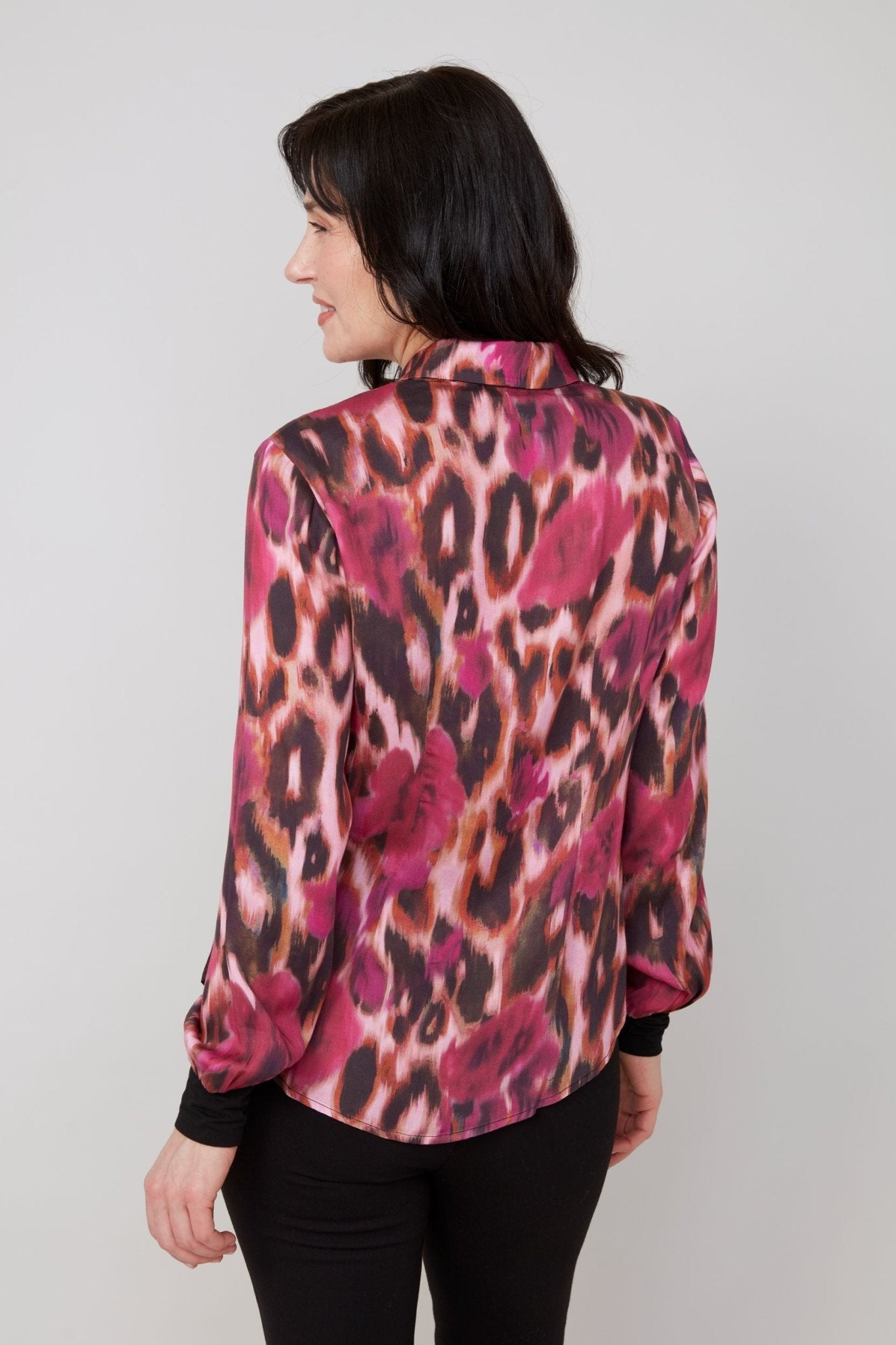 Renuar Woven Blouse – Mulberry Watercolor Rose - Juli's Wearable Art