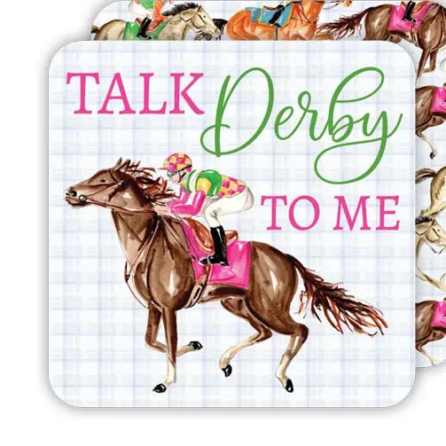 Reversible Square Coasters | “Talk Derby To Me” Racehorse - Juli's Wearable Art