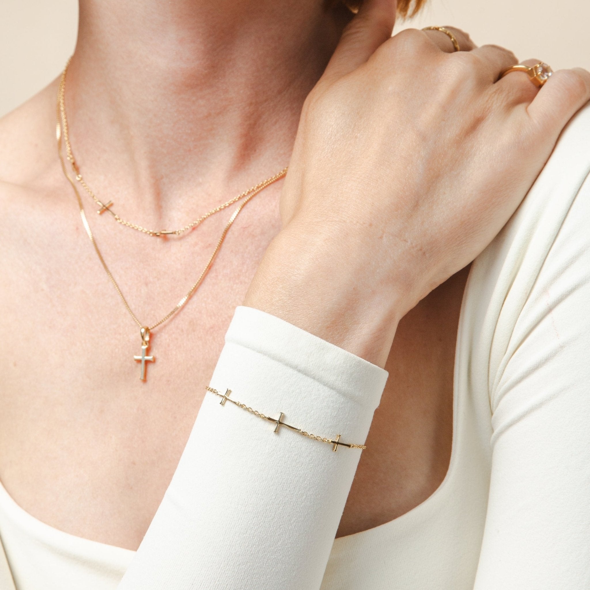 Rizen Calvary Cross Bracelet | Gold Vermeil - Juli's Wearable Art