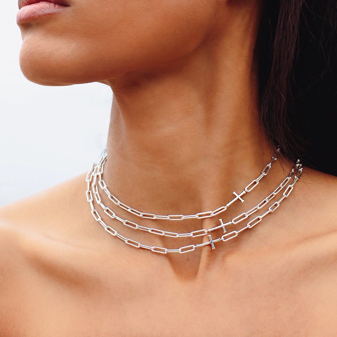 Rizen Chain Breaker Cross Necklace | Silver - Juli's Wearable Art