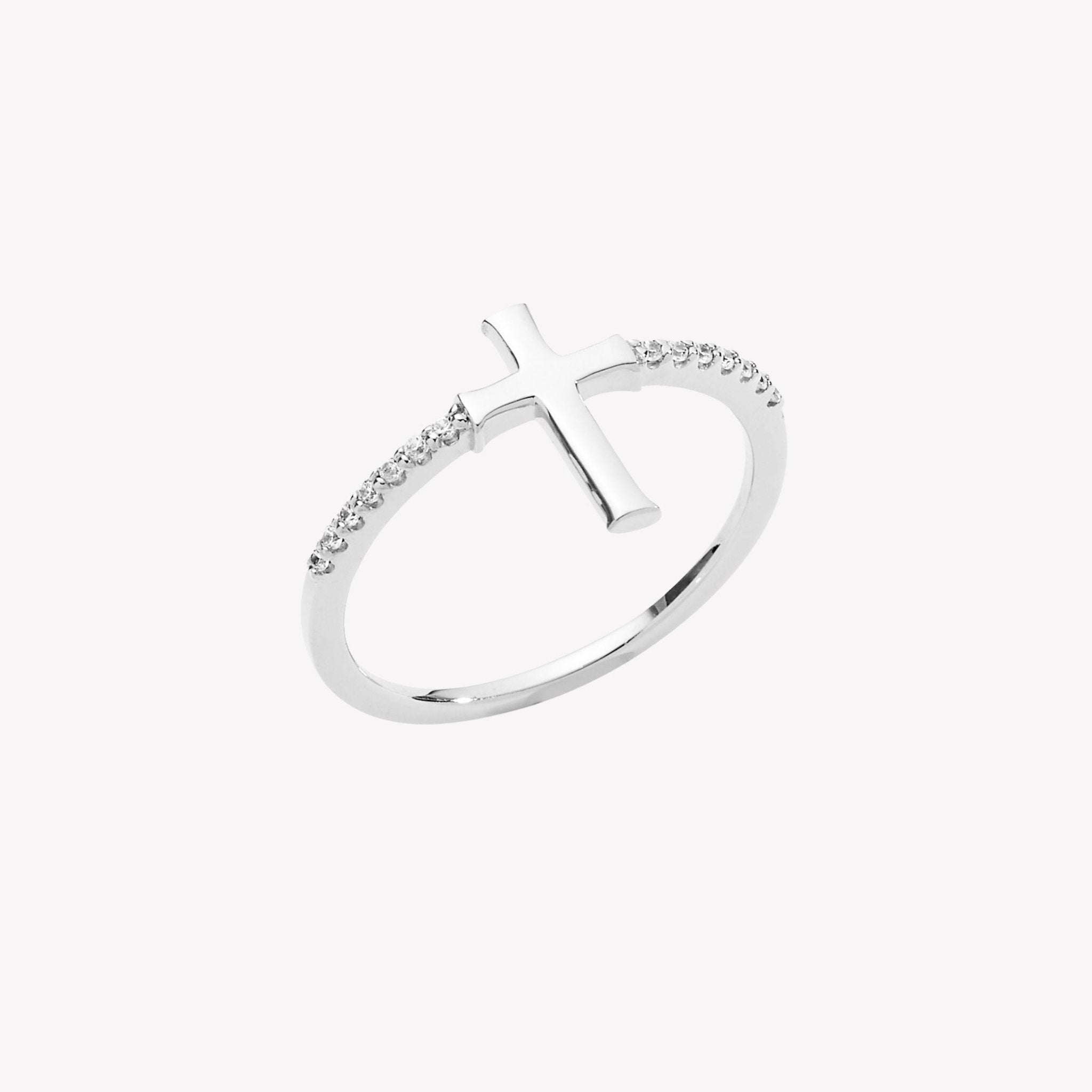 Rizen Luminous Cross Pave Ring | Sterling Silver - Juli's Wearable Art