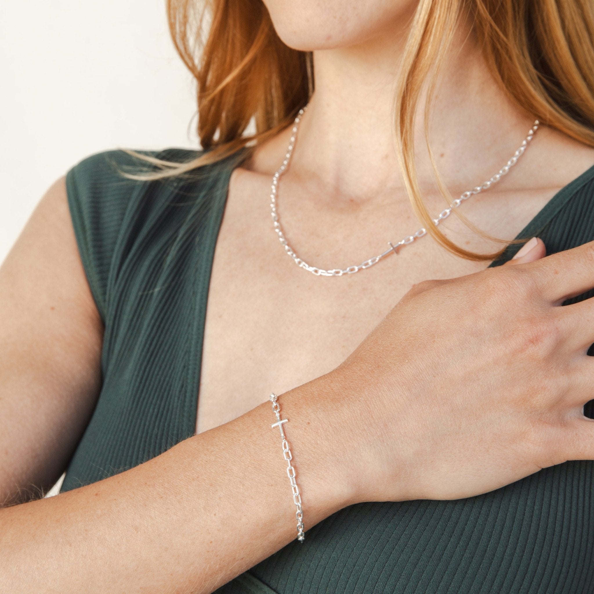 Rizen Mini Chain Breaker Cross Bracelet | Sterling Silver - Juli's Wearable Art