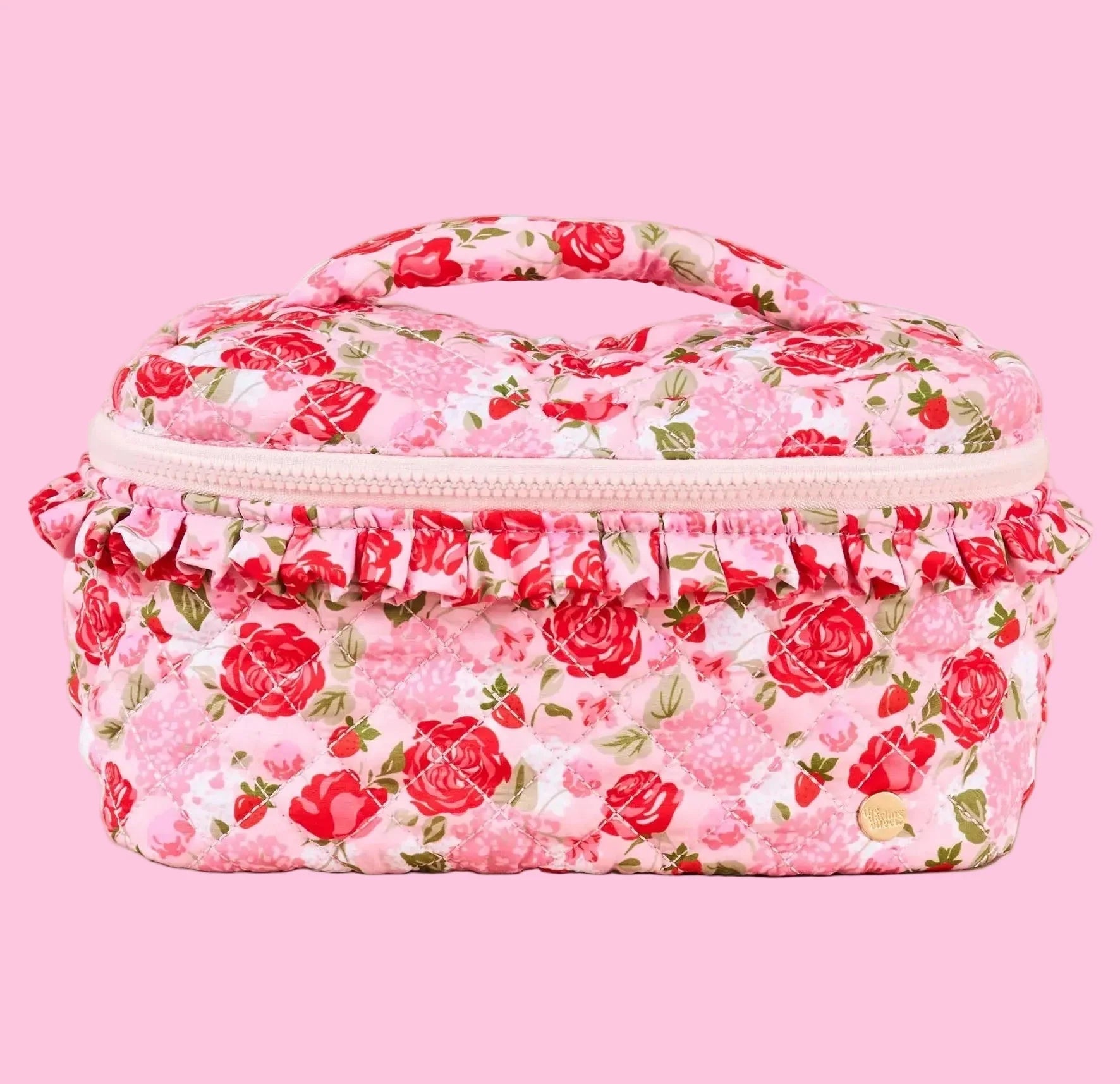 Rose Garden Glam & Go Quilted Cosmetic Bag - Juli's Wearable Art