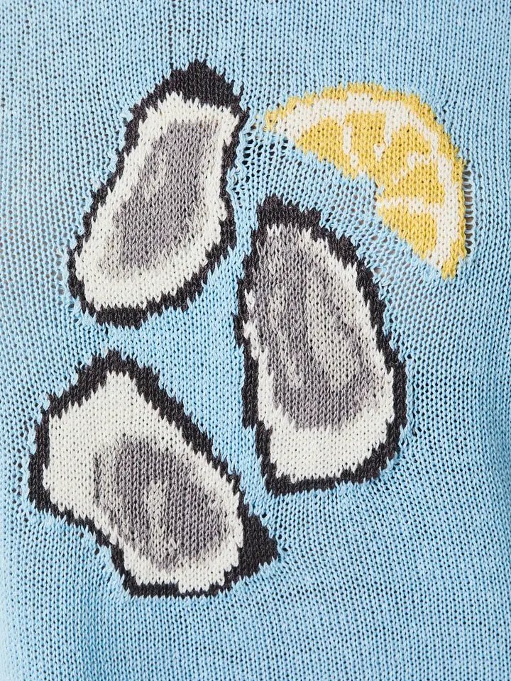 Round Neck Long Sleeve “Oyster” Graphic Sweater - Juli's Wearable Art