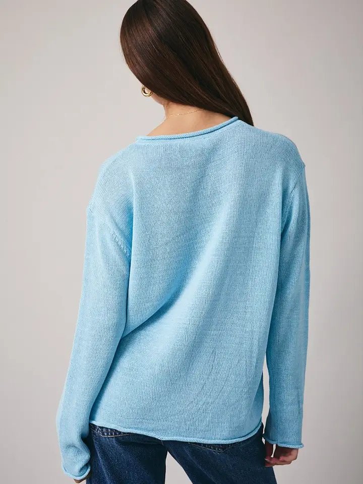 Round Neck Long Sleeve “Oyster” Graphic Sweater - Juli's Wearable Art