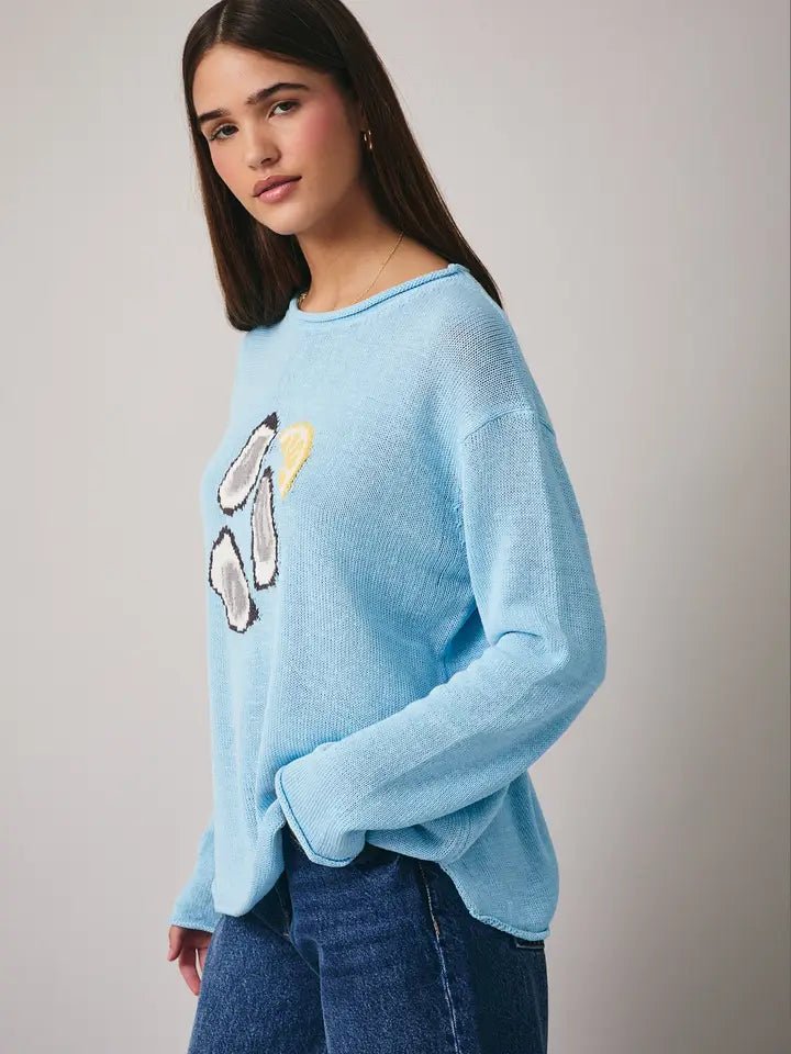 Round Neck Long Sleeve “Oyster” Graphic Sweater - Juli's Wearable Art