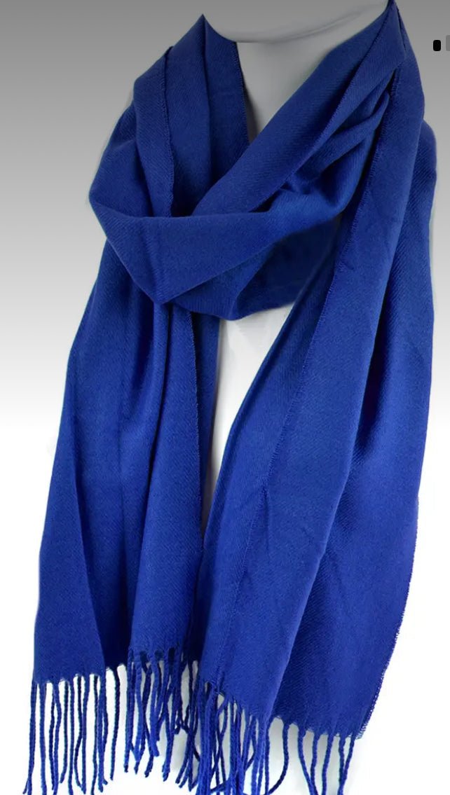Royal Blue Tassel Scarf - Juli's Wearable Art