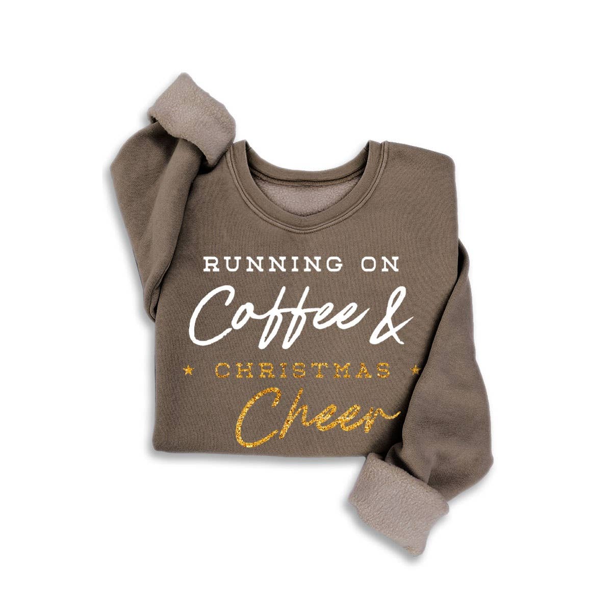 “Running on Coffee and Christmas Cheer” Glitter Mineral Sweatshirt - Juli's Wearable Art