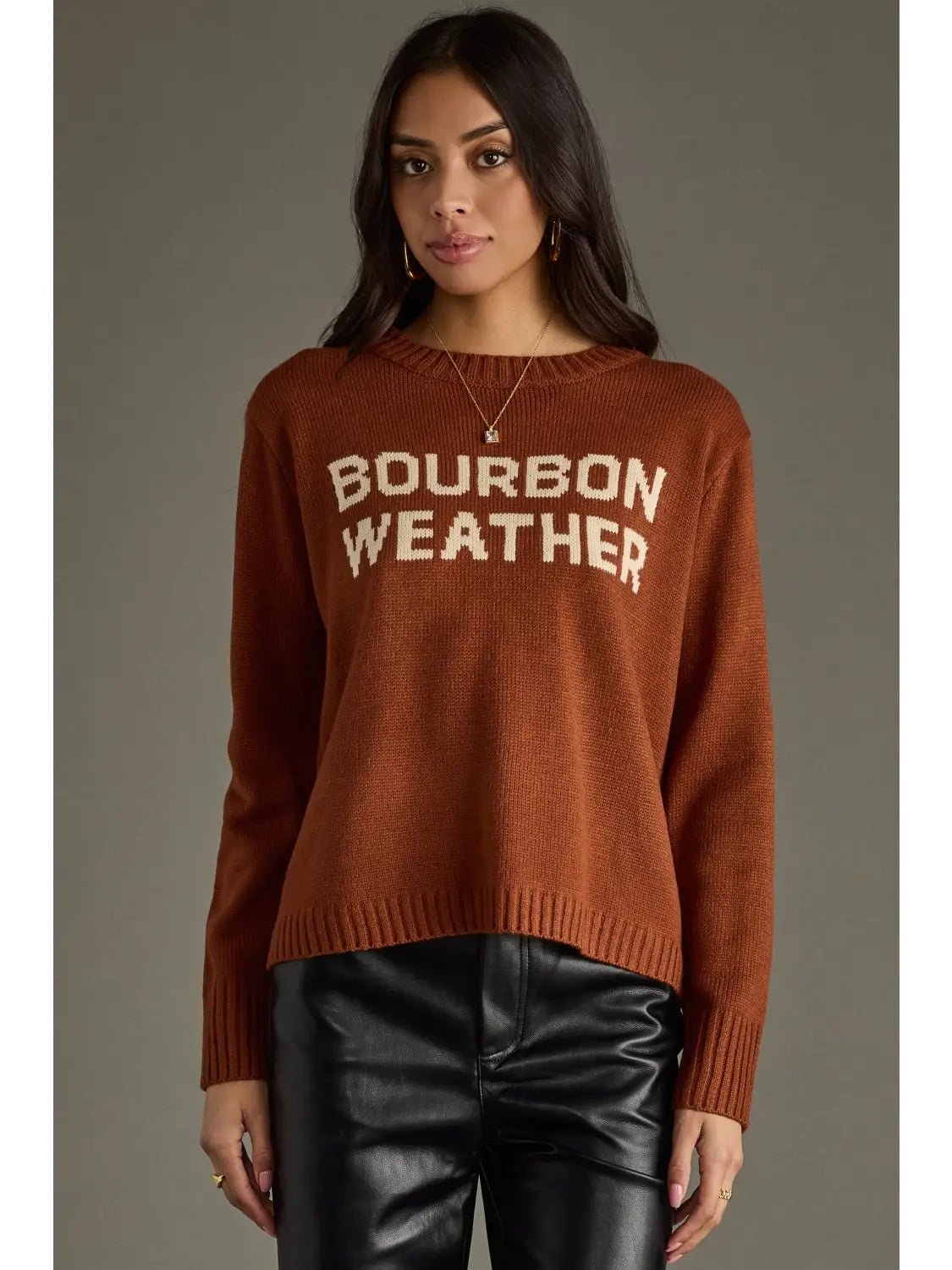 Rust Knit “Bourbon Weather” Sweater - Juli's Wearable Art