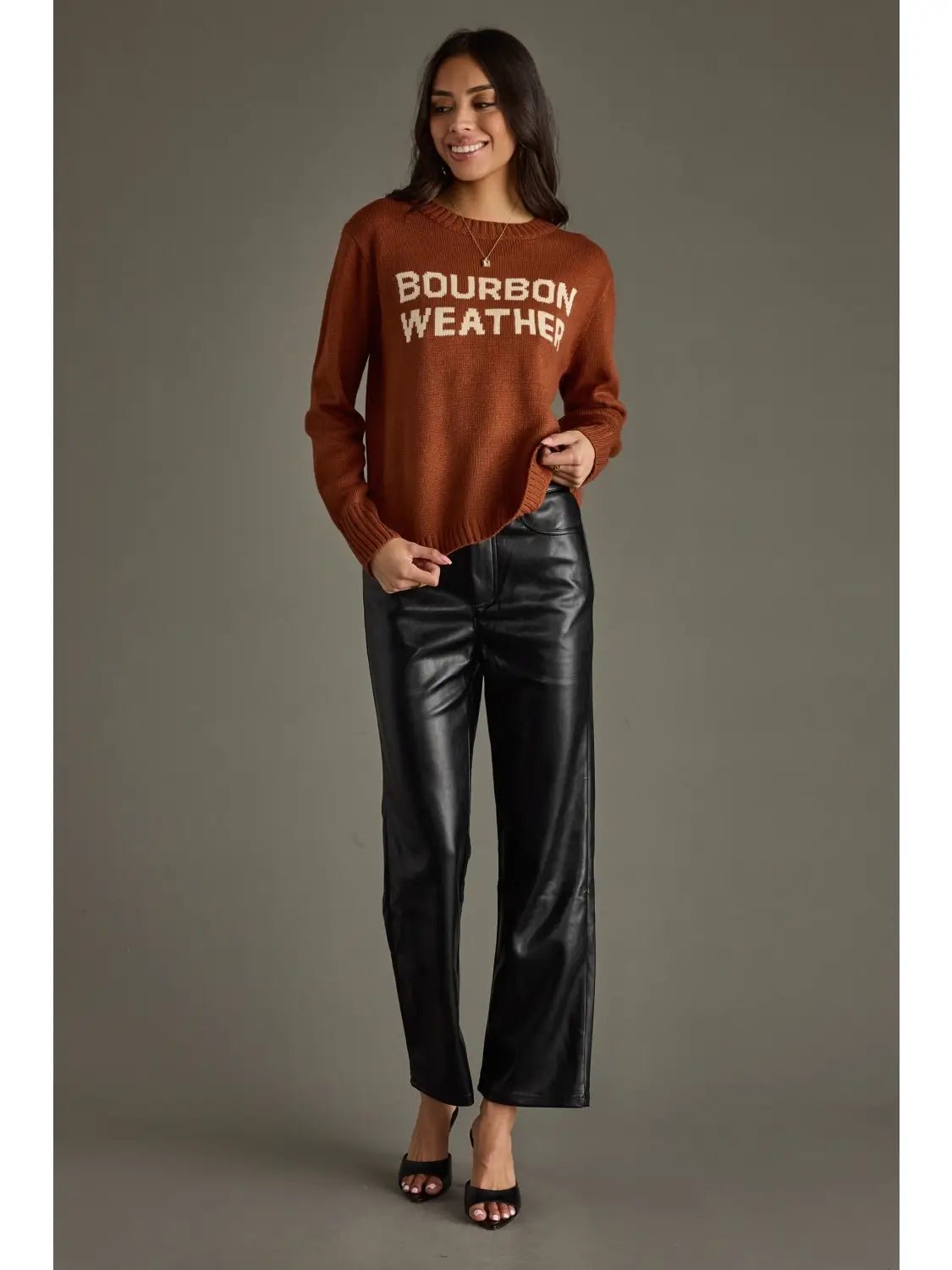 Rust Knit “Bourbon Weather” Sweater - Juli's Wearable Art