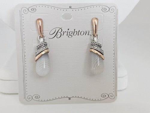 Brighton Two Tone 'Neptune's Rings' Gray Banded Agate Drop Earrings