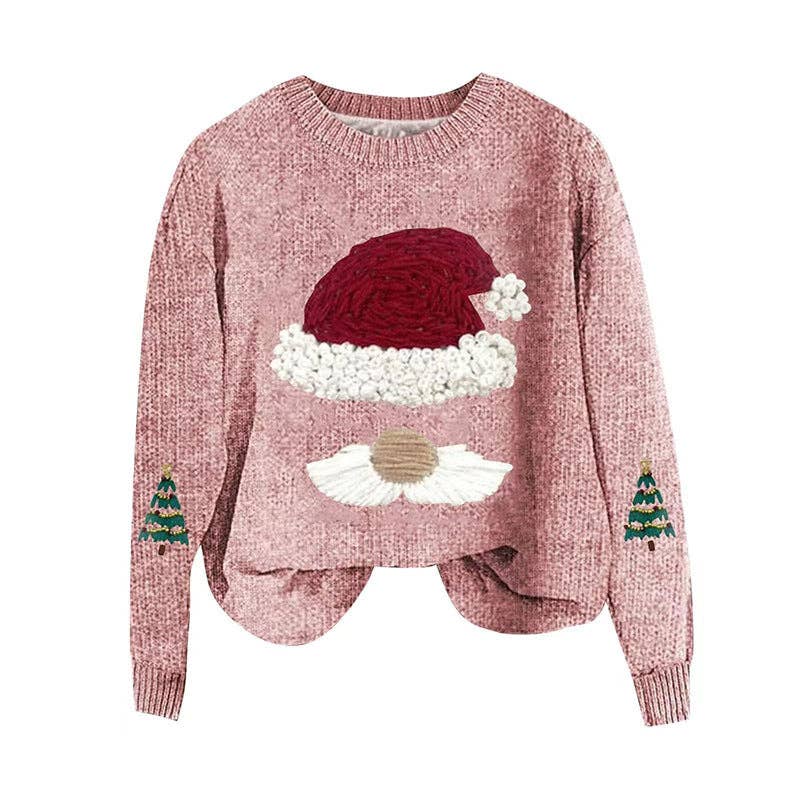 "Santa Hat" Pink Christmas Sweater - Juli's Wearable Art