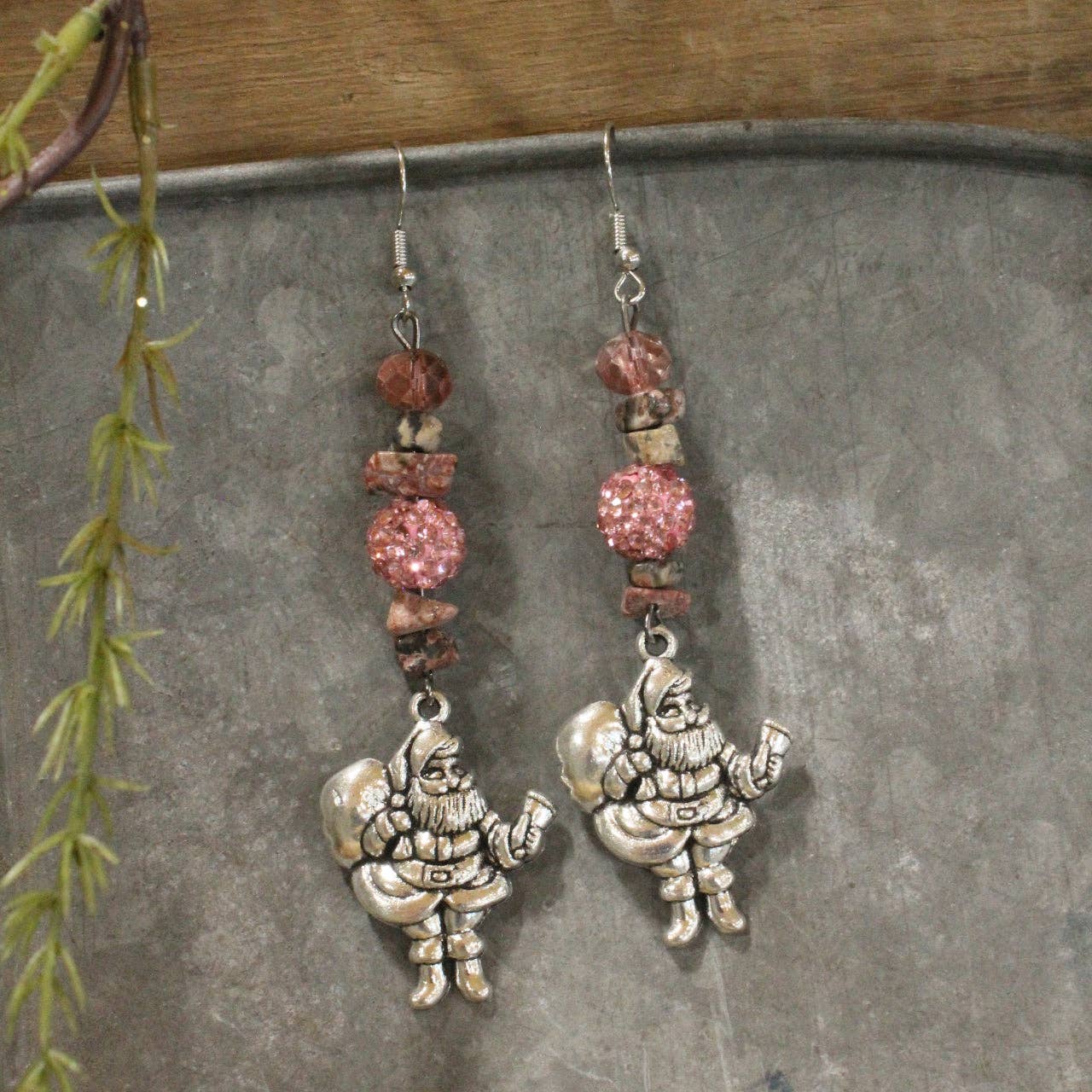 Santa's Hat Is Blushing Dangle Drop Earrings - Juli's Wearable Art