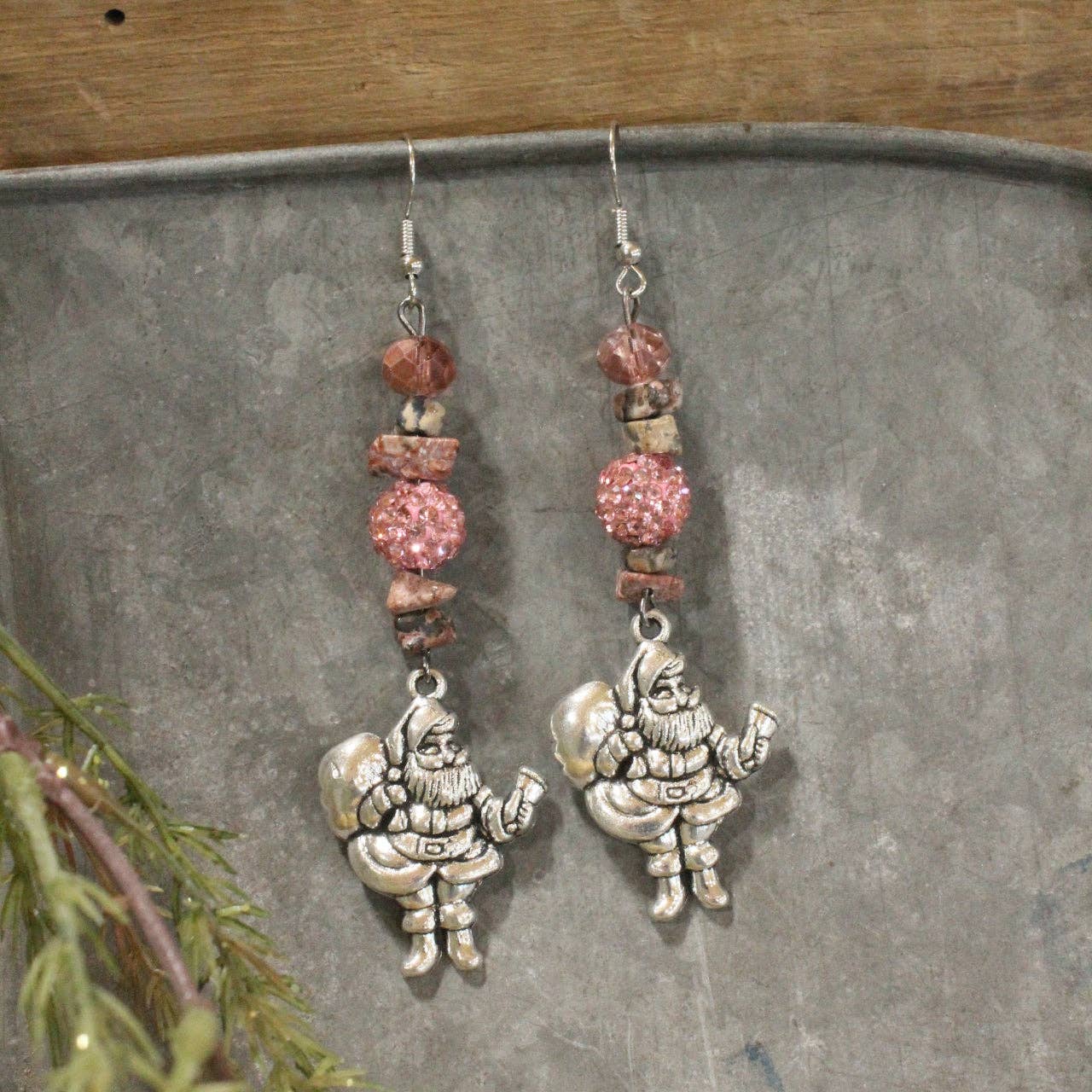 Santa's Hat Is Blushing Dangle Drop Earrings - Juli's Wearable Art