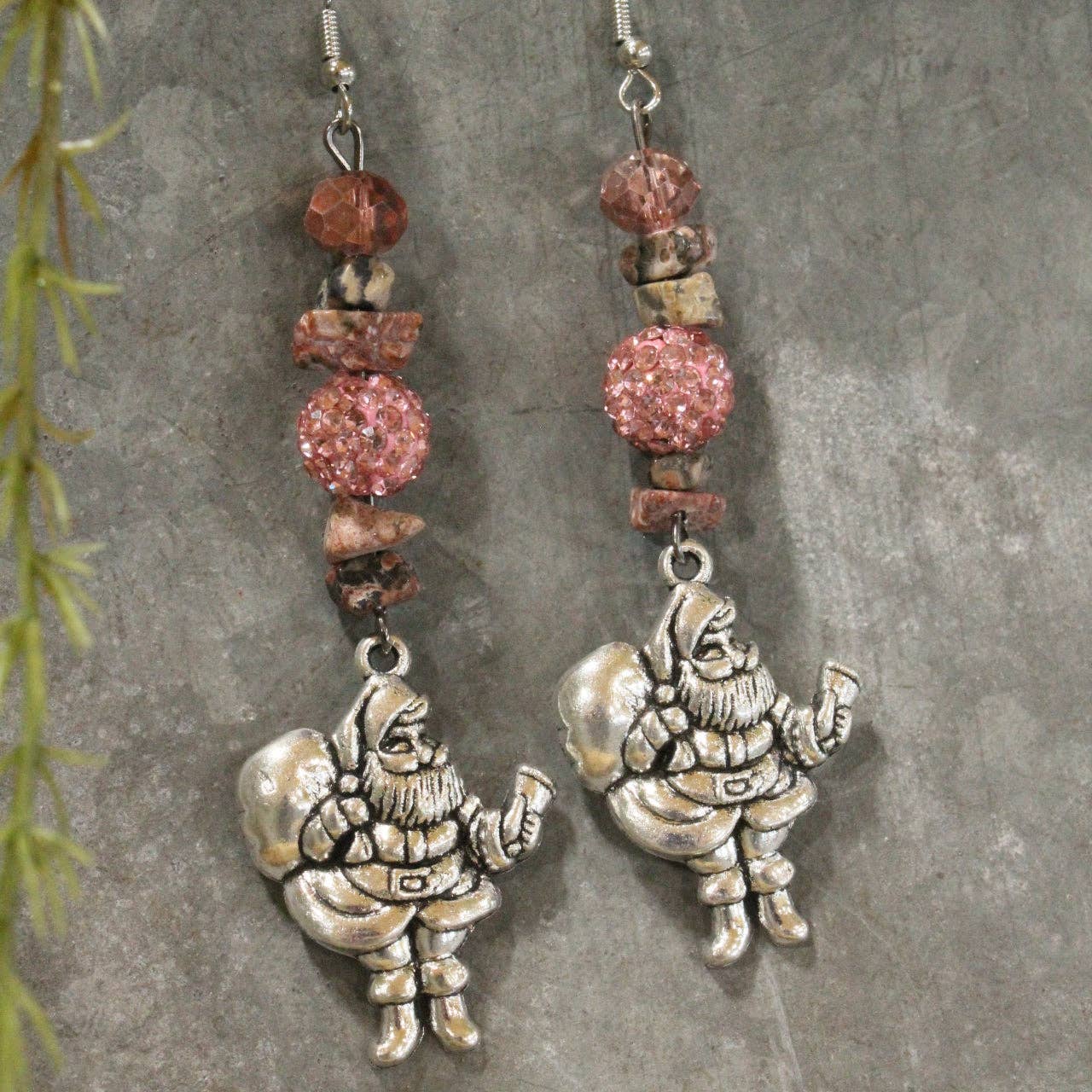 Santa's Hat Is Blushing Dangle Drop Earrings - Juli's Wearable Art
