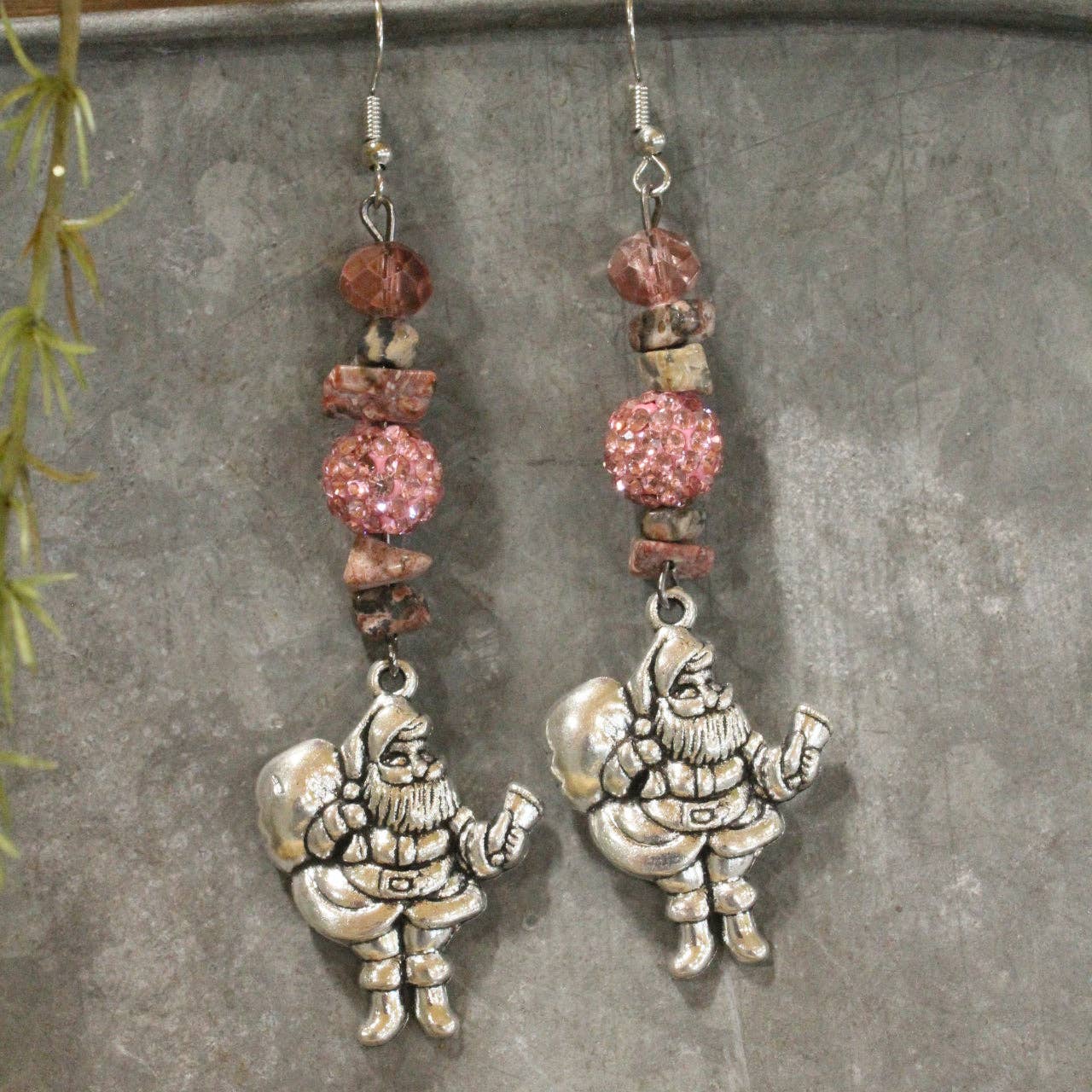Santa's Hat Is Blushing Dangle Drop Earrings - Juli's Wearable Art