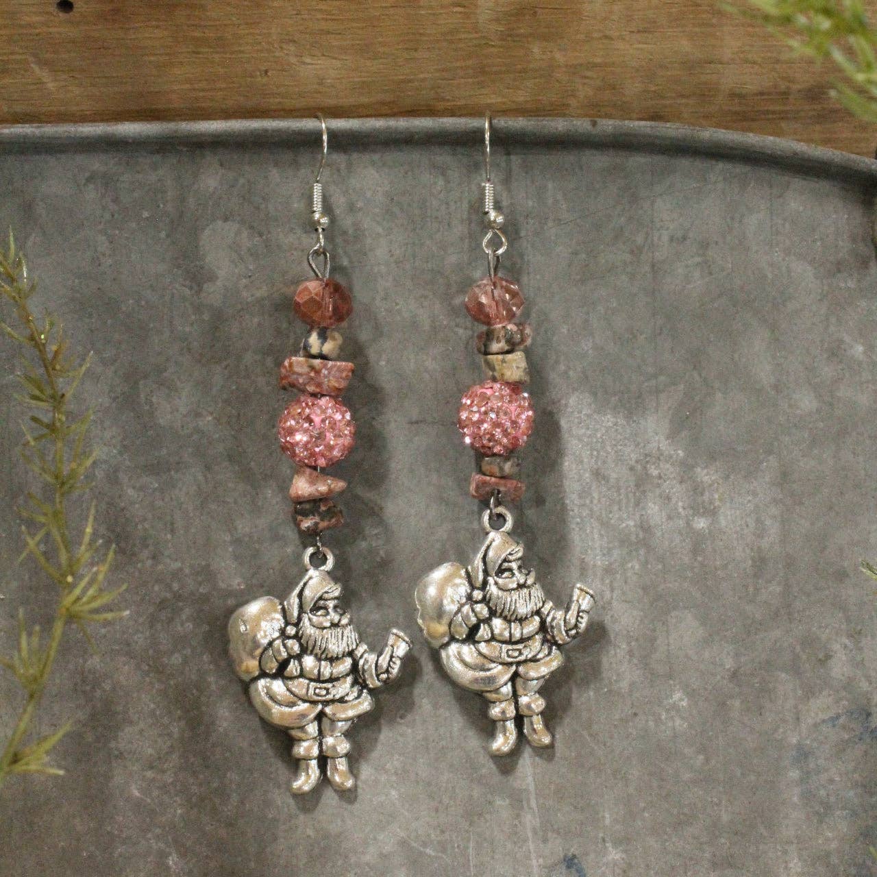 Santa's Hat Is Blushing Dangle Drop Earrings - Juli's Wearable Art