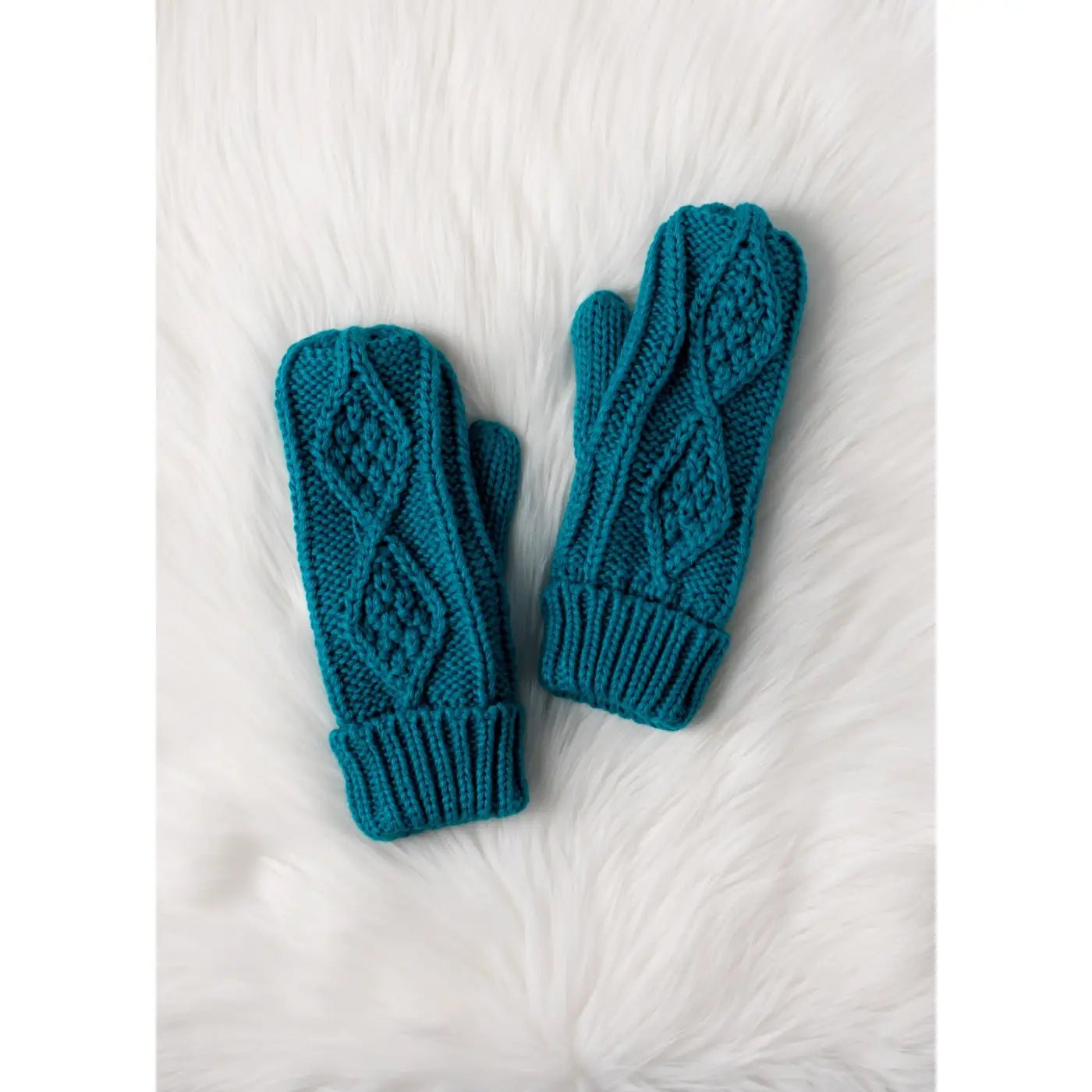 Sapphire Blue Cable Knit Mittens - Juli's Wearable Art