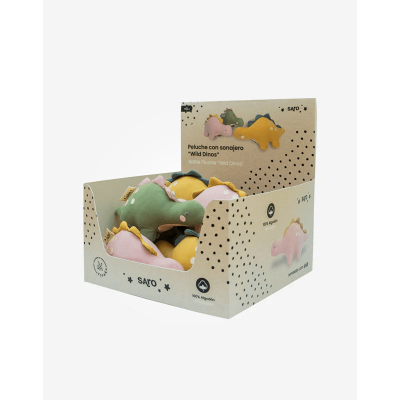 Saro Baby “Wild Dinos” Rattle Plushies - Juli's Wearable Art