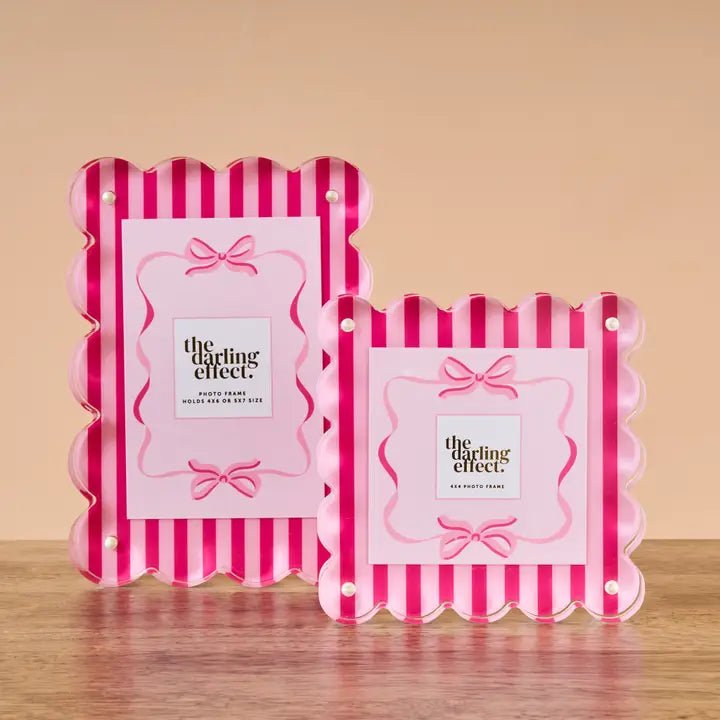 Scalloped Acrylic Frames - Sweetheart Stripes - Juli's Wearable Art