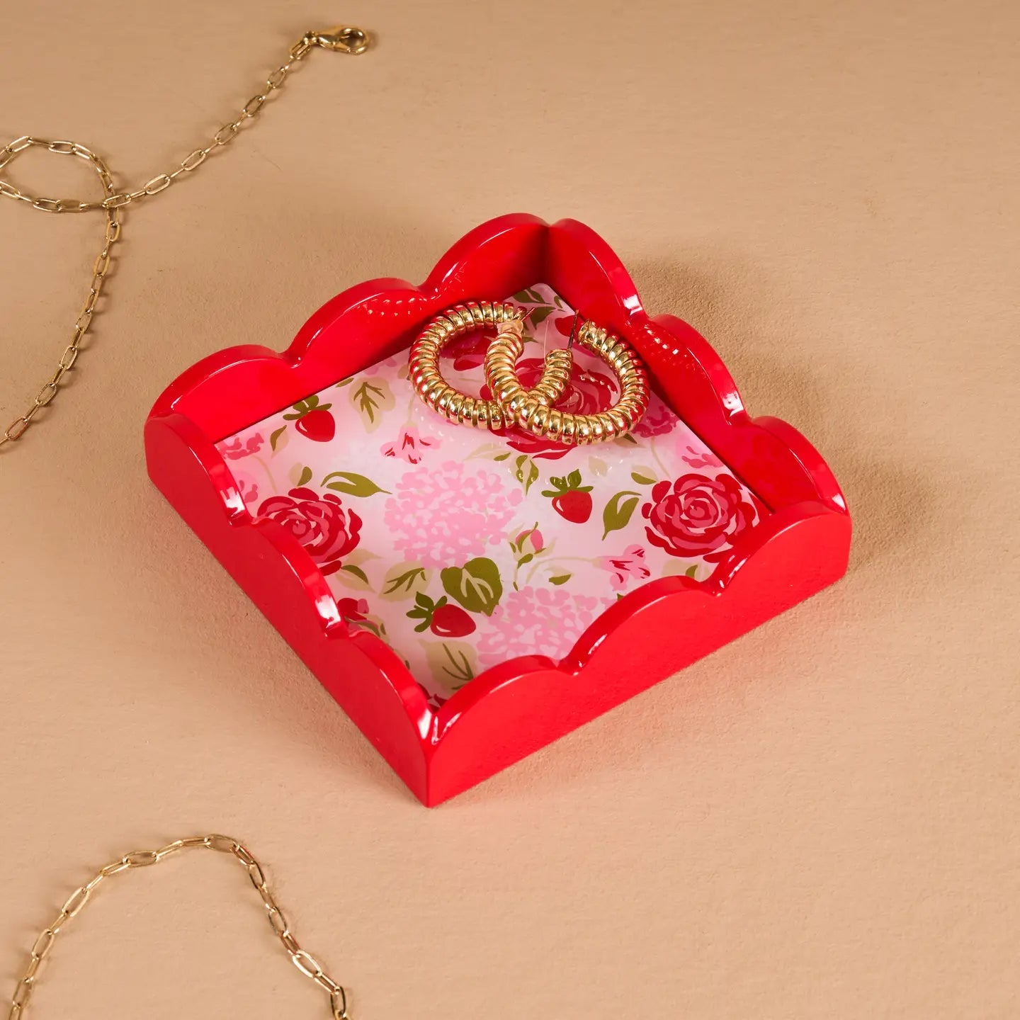 Scalloped Trinket Tray - Rose Garden - Juli's Wearable Art