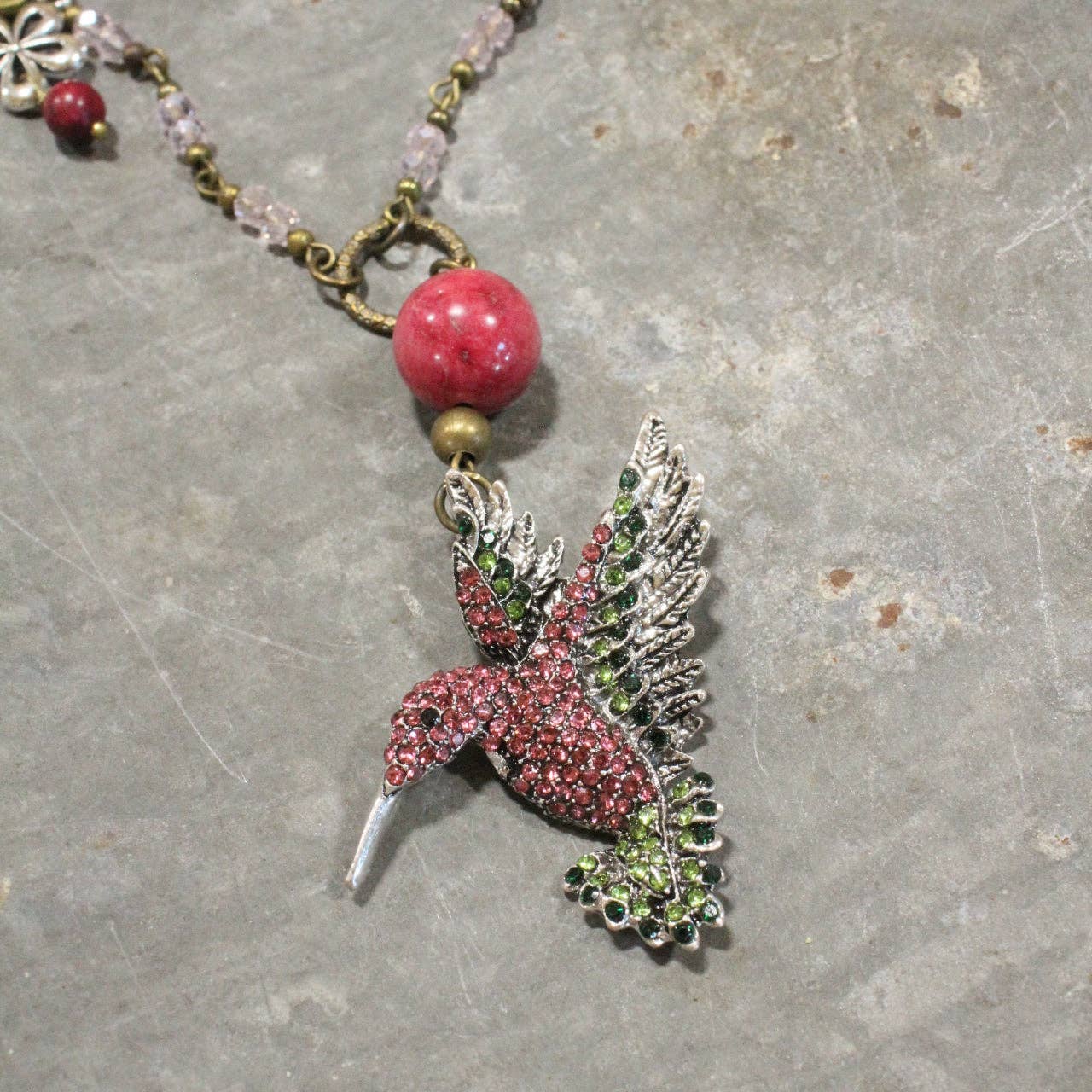 Scents Of Summer Hummingbird Pink Necklace - Juli's Wearable Art