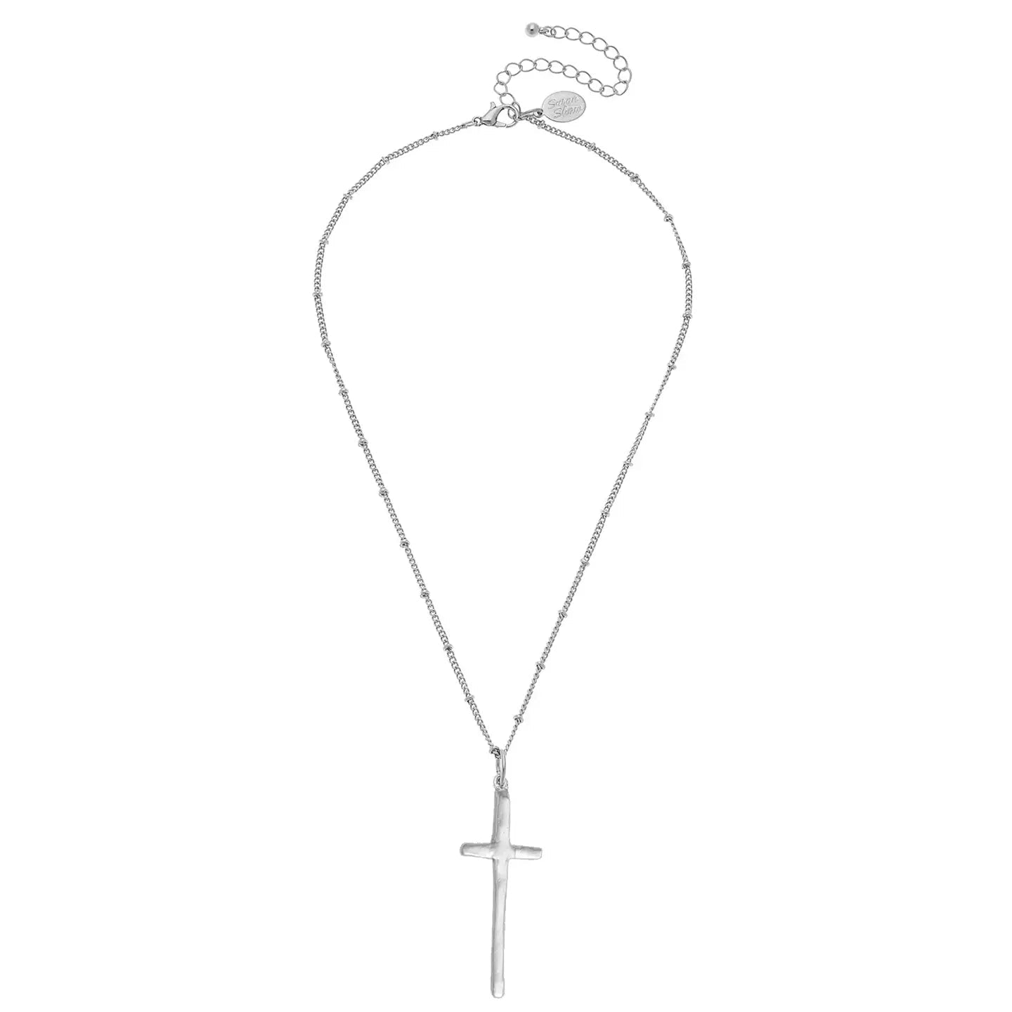 Silver Dainty Elongated Cross Necklace - Juli's Wearable Art