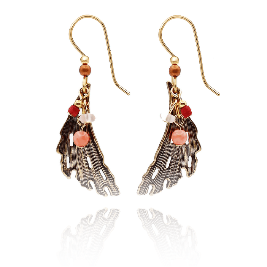 Silver Forest Feather Look & Bead Earrings - Juli's Wearable Art