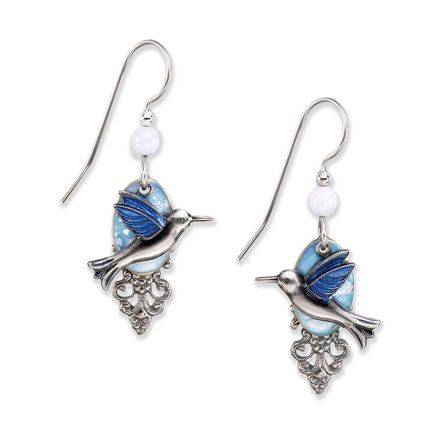 Silver Forest Hummingbird Earrings - Juli's Wearable Art