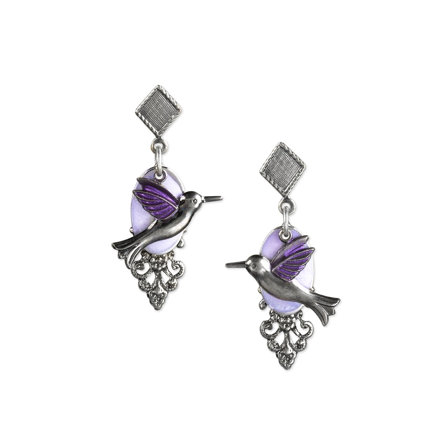 Silver Forest Hummingbird Earrings - Juli's Wearable Art
