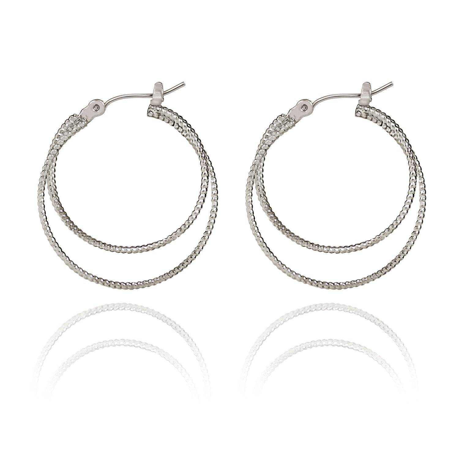 Silver Forest | Spirit Collection | Silver Double Interlocking Hoops - Juli's Wearable Art